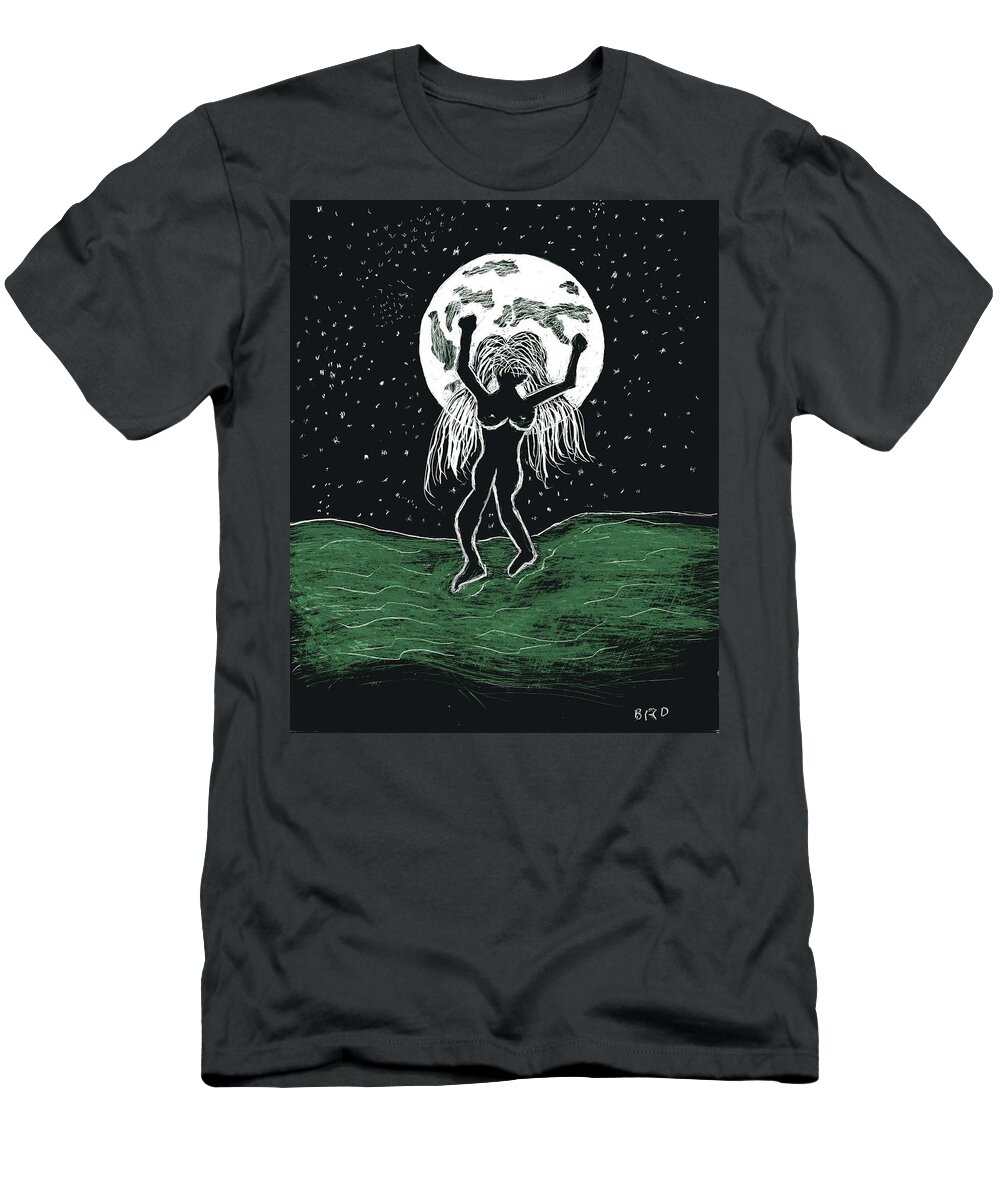Moon T-Shirt featuring the drawing Moon Dancer by Branwen Drew