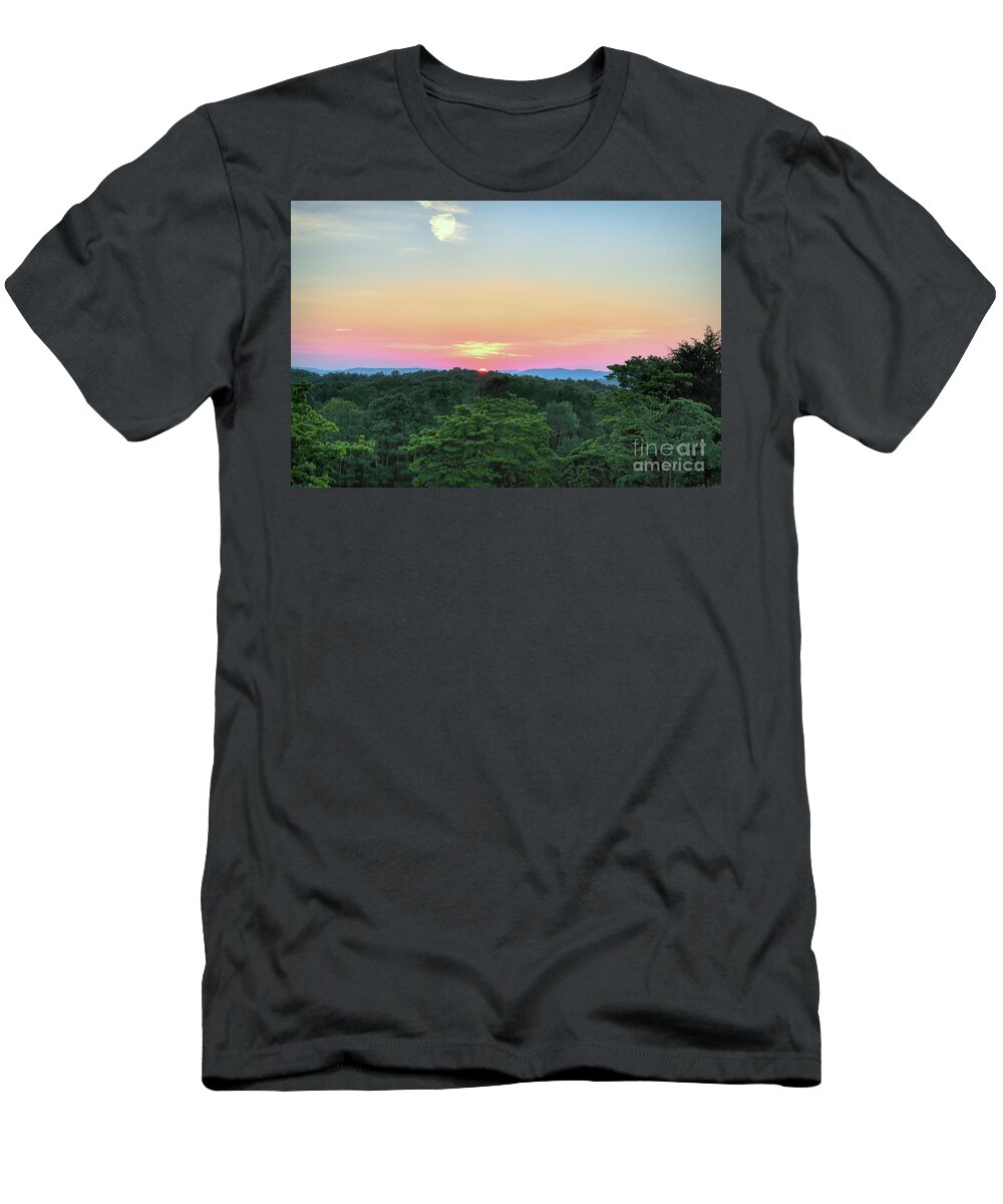 Sunrise T-Shirt featuring the photograph Morning Has Broken - Pipestem State Park by Kerri Farley