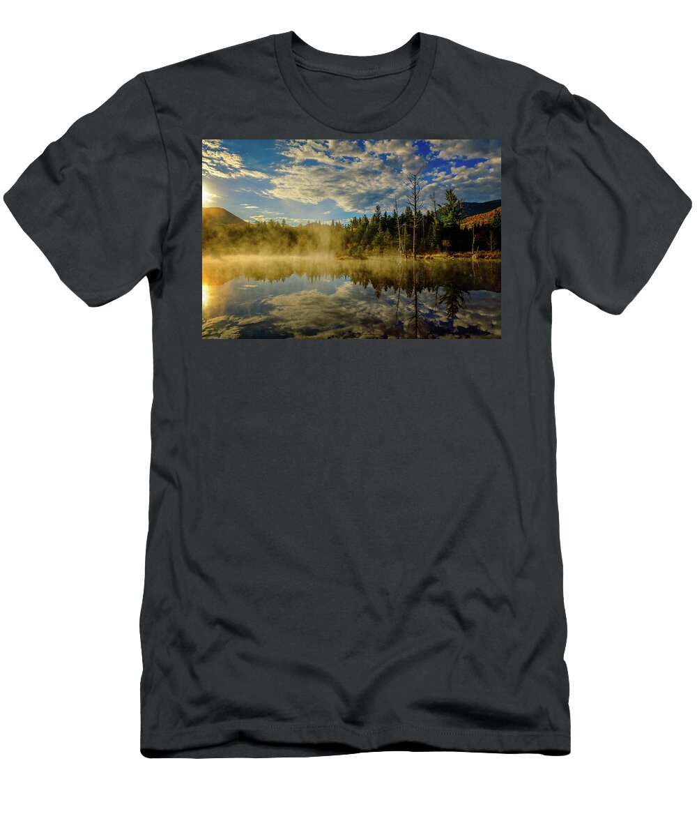 Prsri T-Shirt featuring the photograph Morning Mist, Wildlife Pond by Jeff Sinon