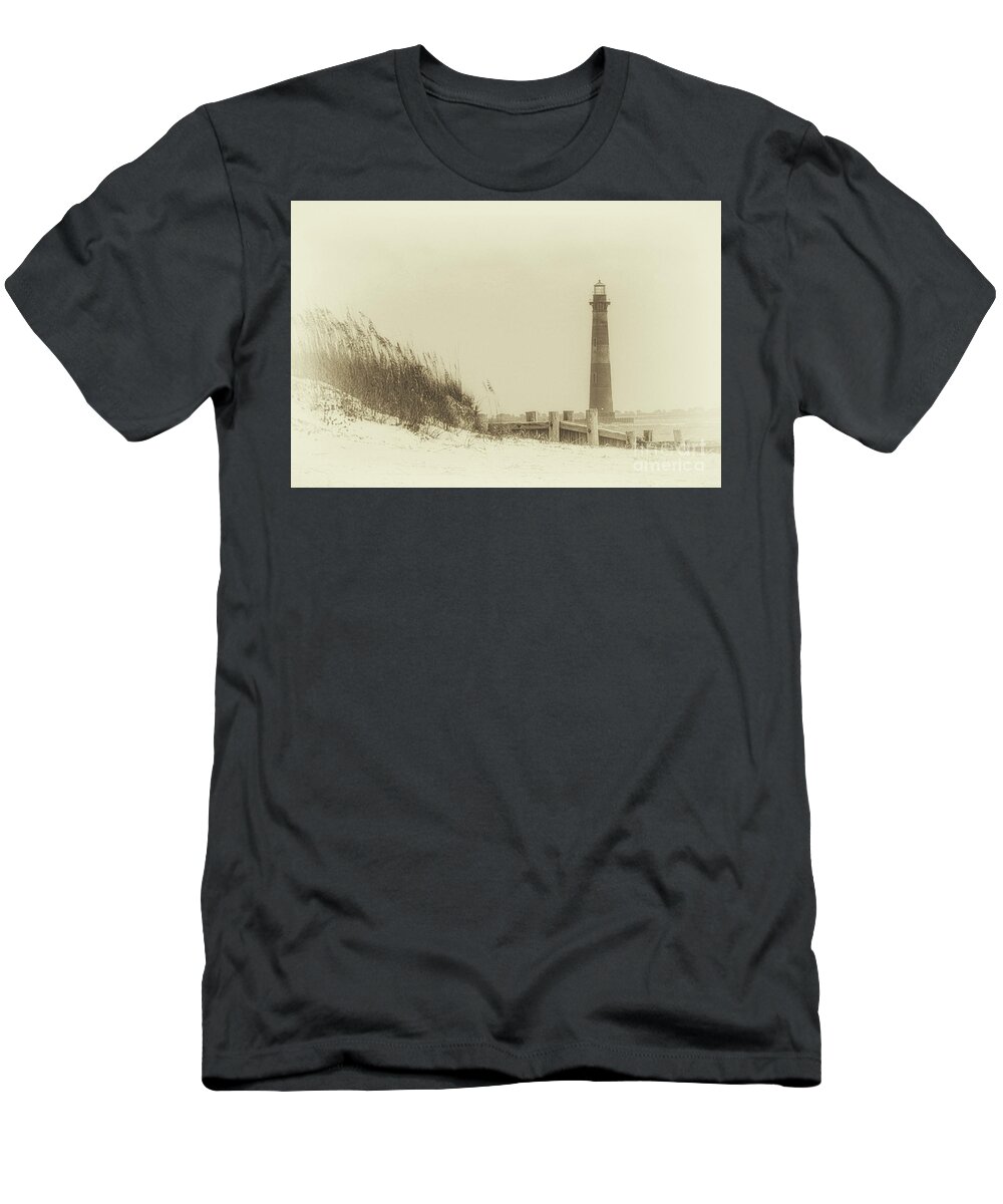Morris Island Lighthouse T-Shirt featuring the photograph Morris Island Lighthouse - Sunlight Bliss by Dale Powell
