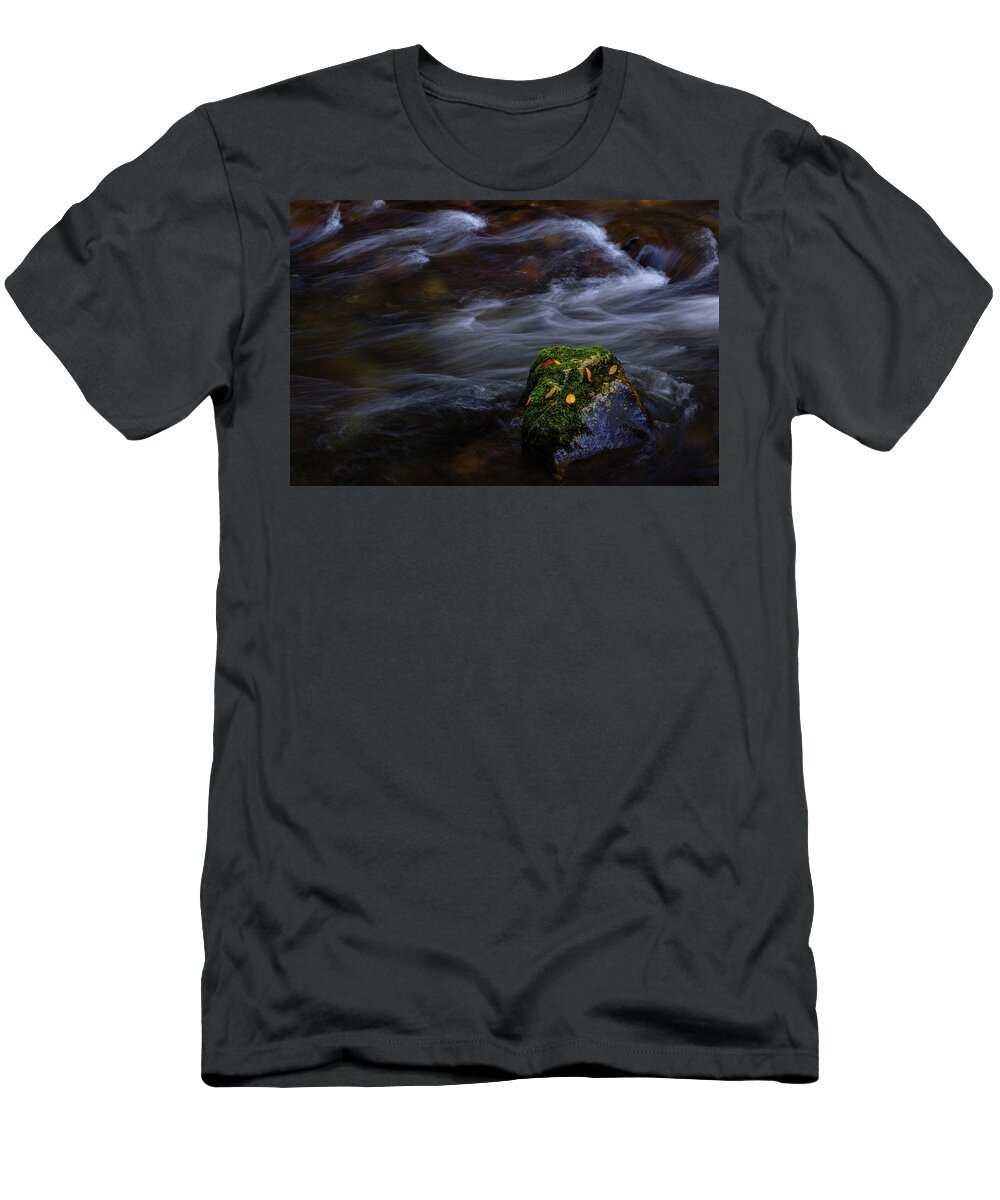 Sunset T-Shirt featuring the photograph Moss Covered Rock by Johnny Boyd
