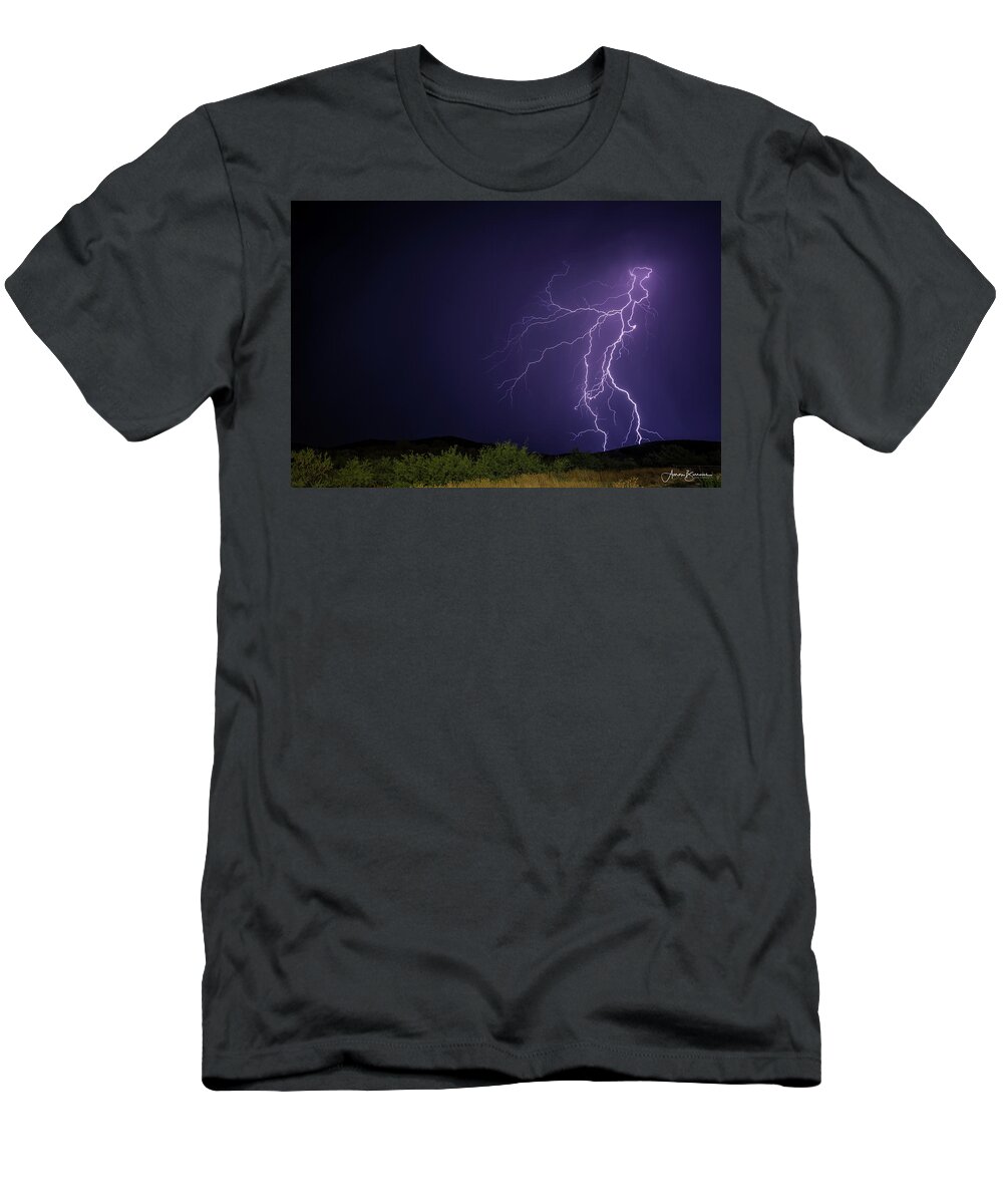 Lightning T-Shirt featuring the photograph Multi-Branched by Aaron Burrows