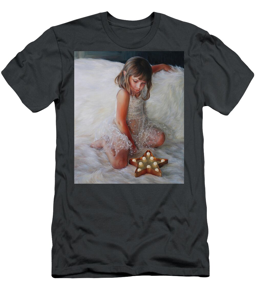Girl T-Shirt featuring the painting My very own star by Marianna Foster