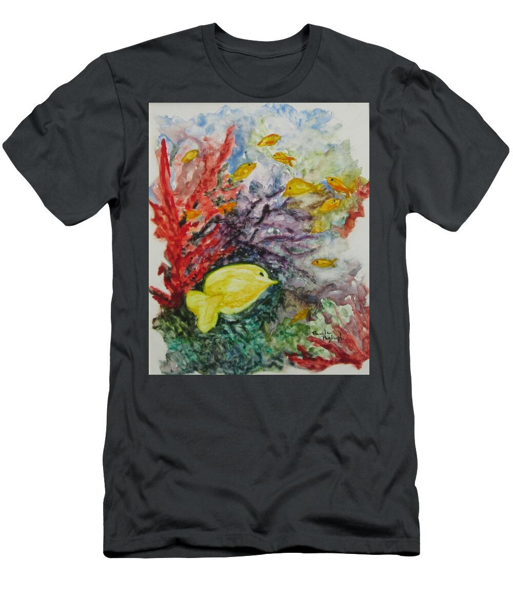 Watercolor T-Shirt featuring the painting My World by Paula Pagliughi