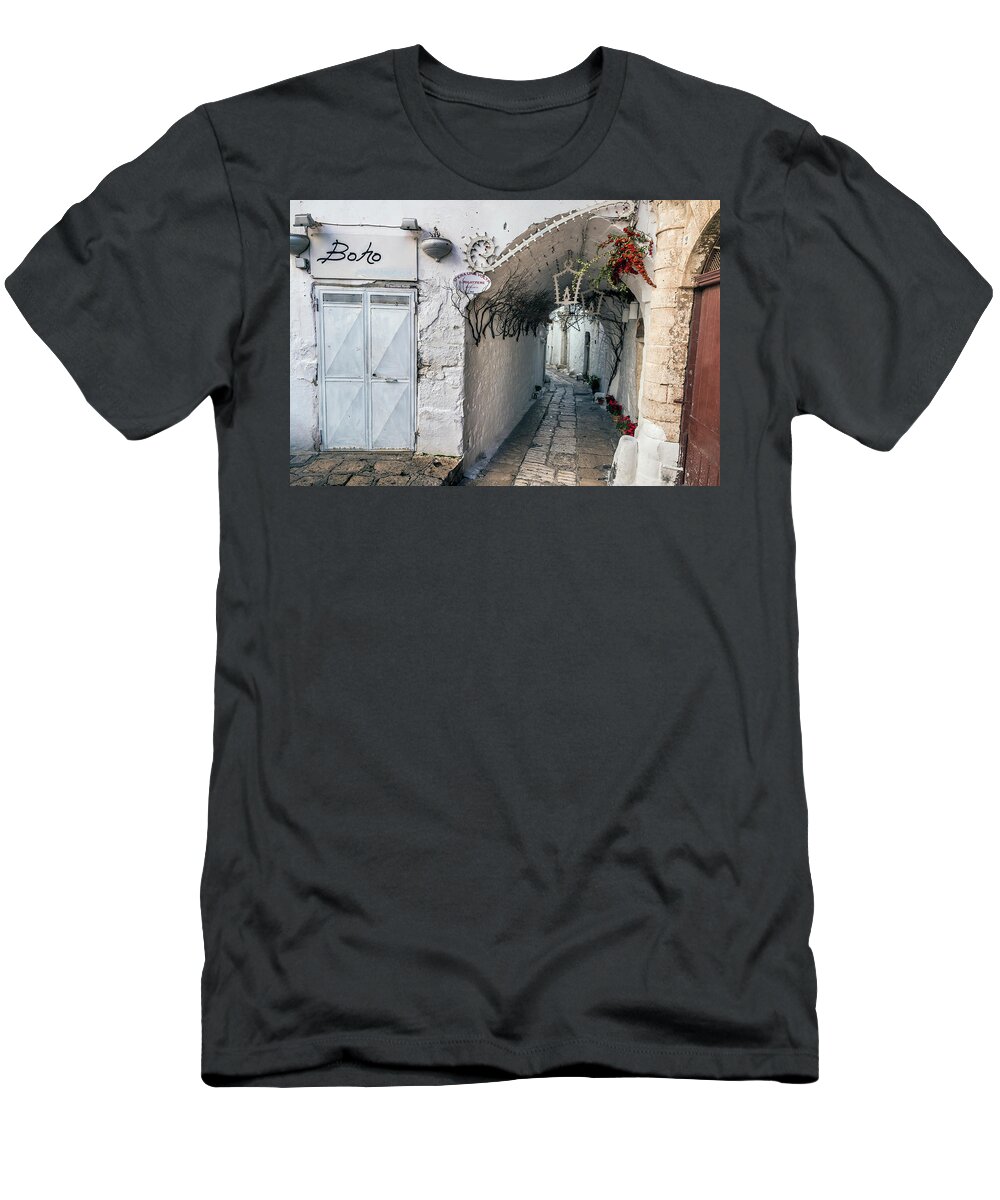 Ostuni T-Shirt featuring the photograph Narrow alley in Ostuni by Claudio Maioli