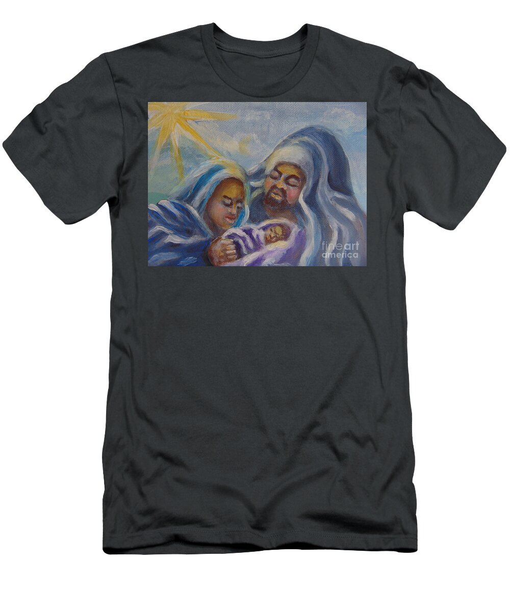 Nativity T-Shirt featuring the painting Nativity by Saundra Johnson