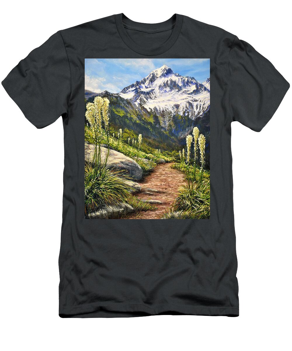 Flowers T-Shirt featuring the painting Nature's Calling by Lee Tisch Bialczak