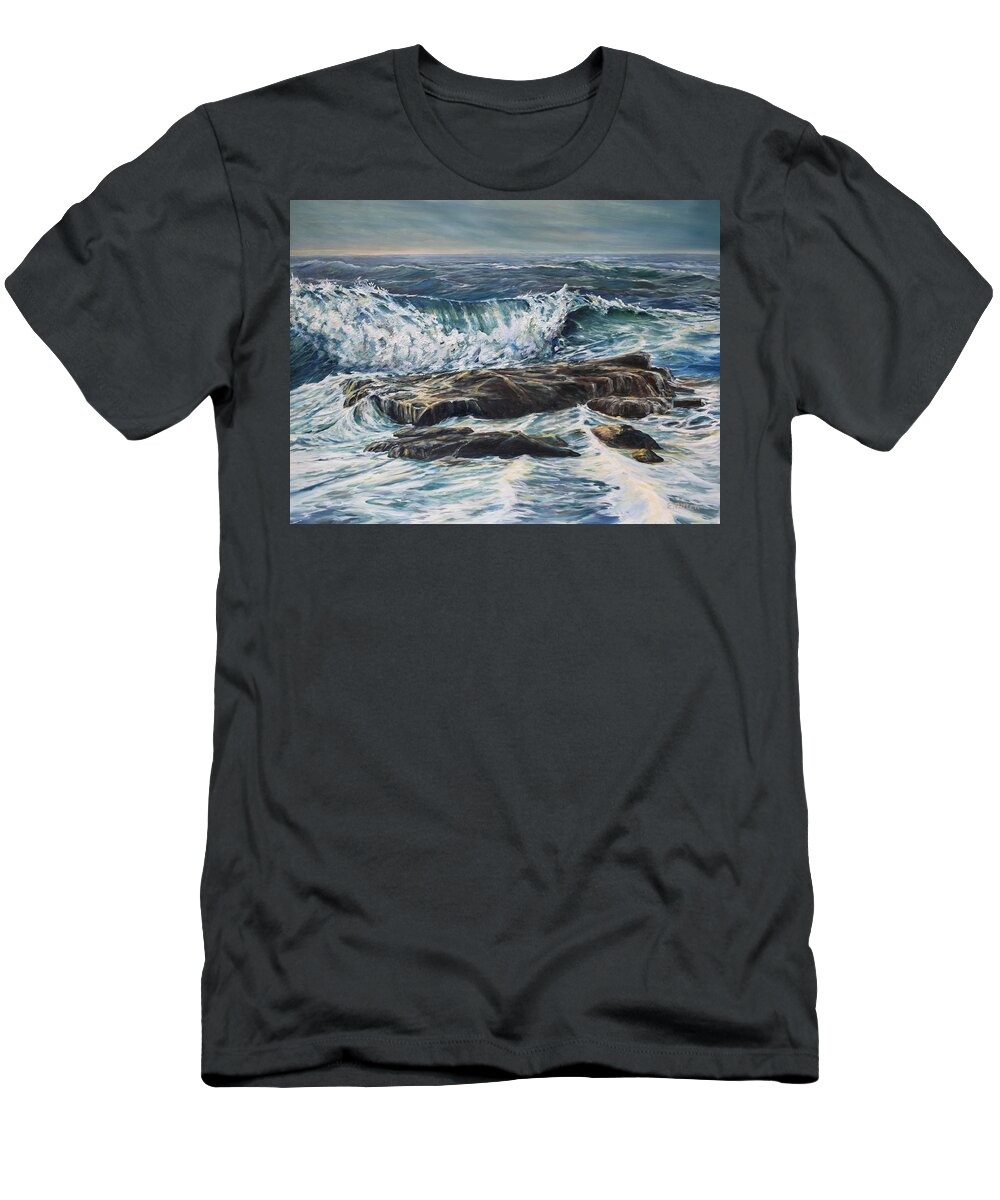 Ocean T-Shirt featuring the painting Rolling Surf by Eileen Patten Oliver