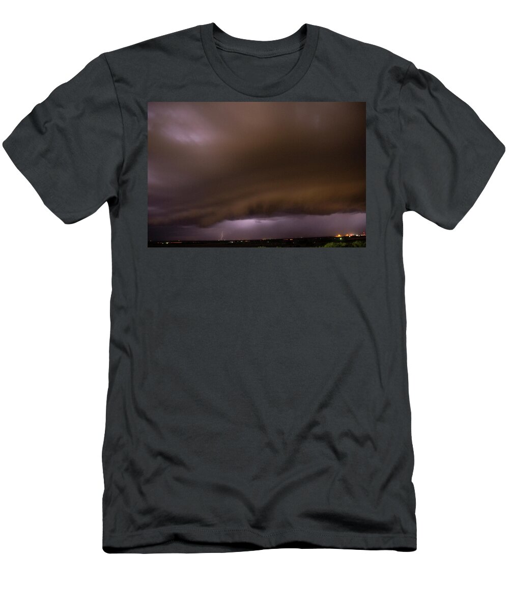 Nebraskasc T-Shirt featuring the photograph Nebraska Night Shelf Cloud 022 by Dale Kaminski