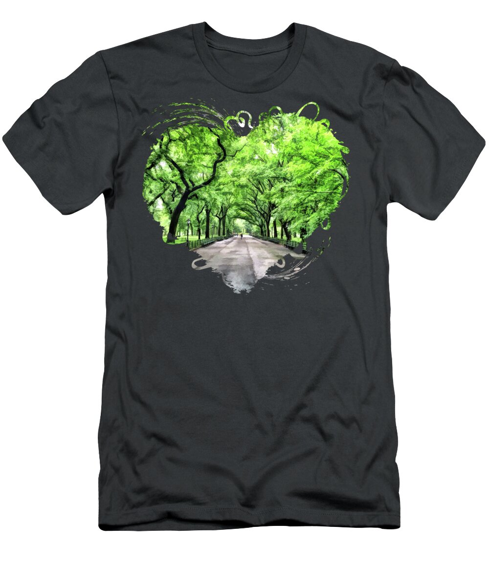 New York T-Shirt featuring the painting New York City Central Park Mall by Christopher Arndt