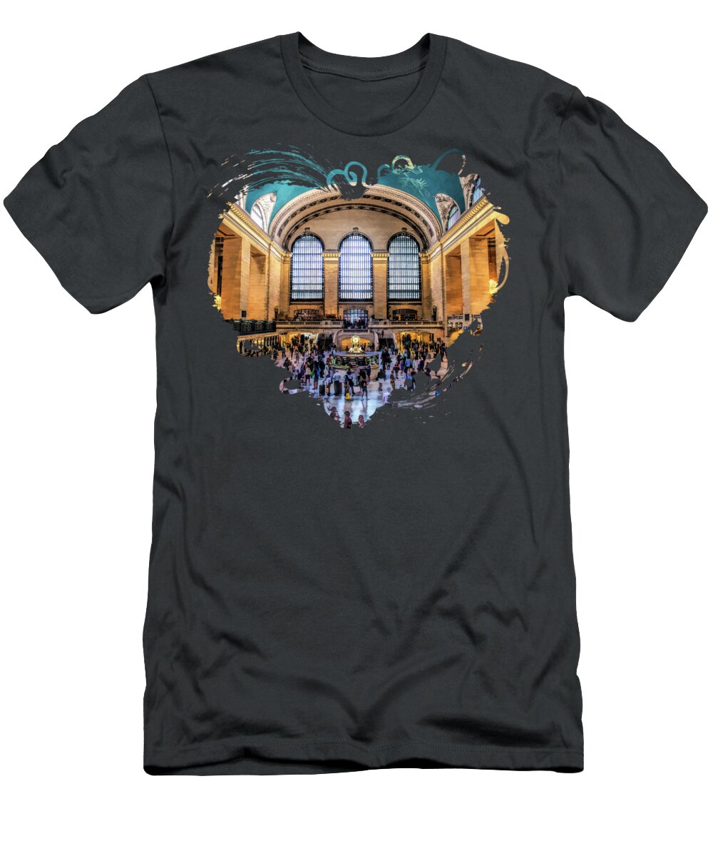 New York T-Shirt featuring the painting New York City Grand Central Terminal by Christopher Arndt
