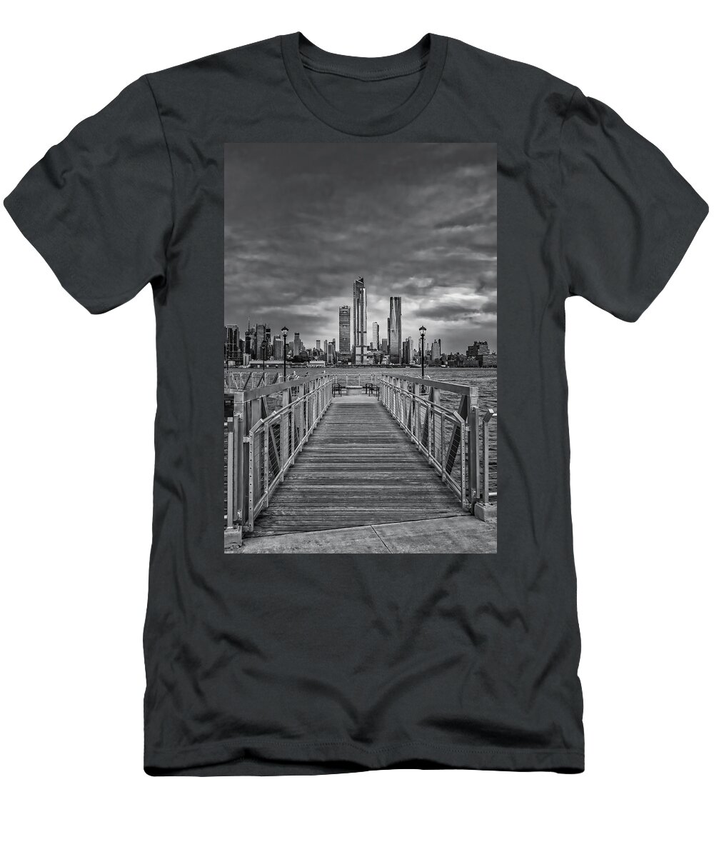 Chelsea T-Shirt featuring the photograph New York City Skyline Sundown BW by Susan Candelario