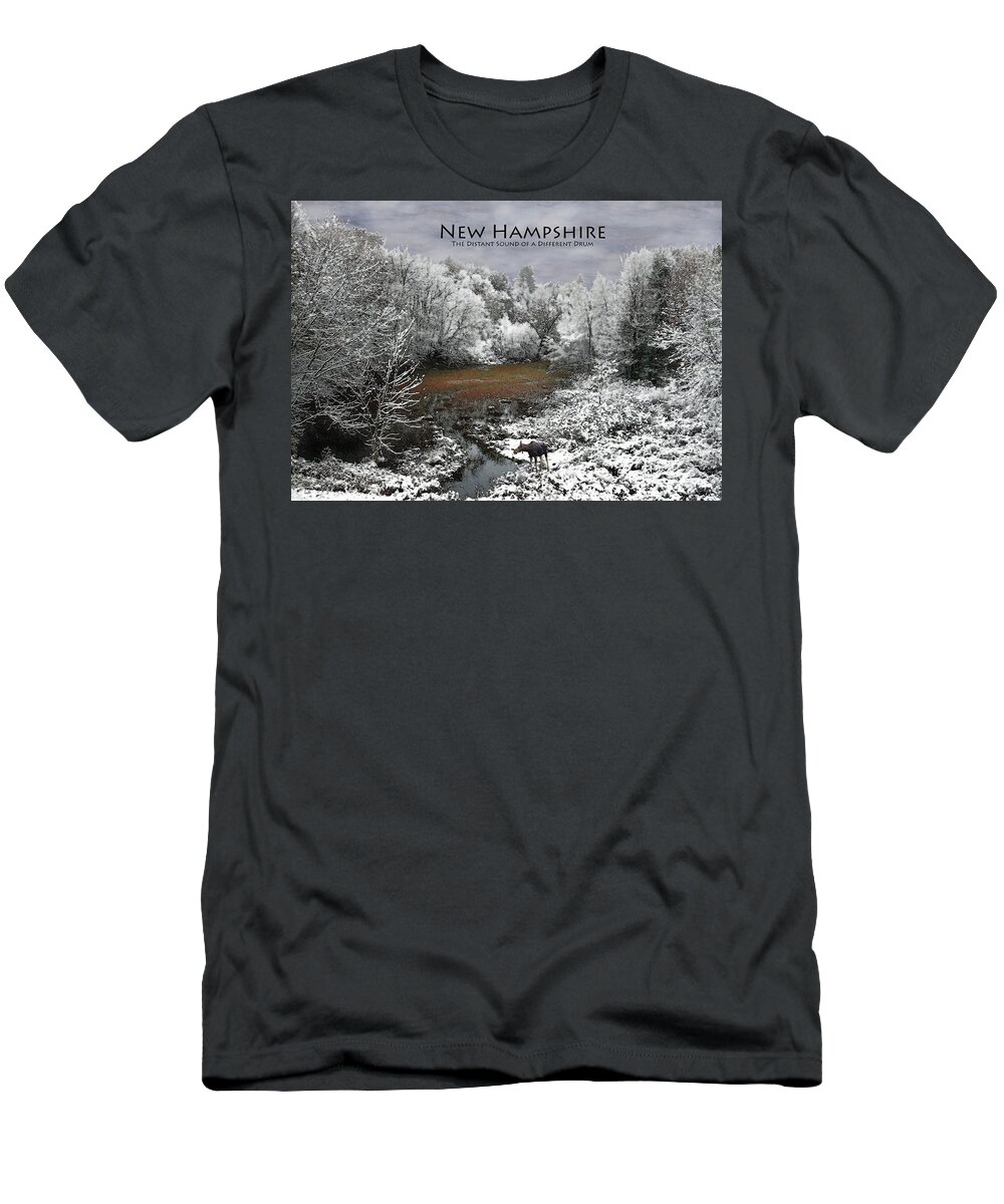 Moose T-Shirt featuring the photograph NH Different Drum Poster by Wayne King