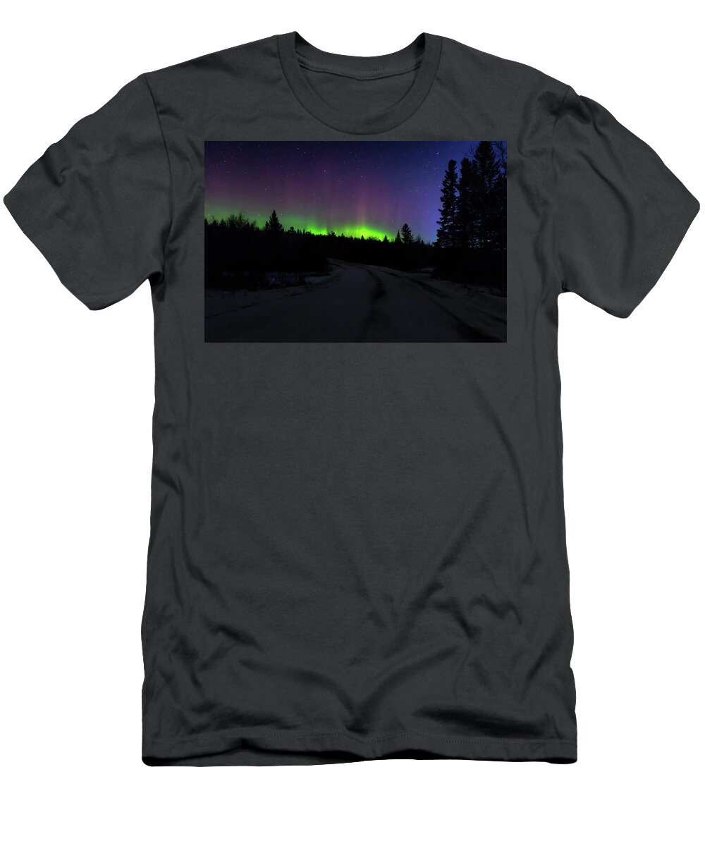 Northern Lights T-Shirt featuring the photograph Night Dancer by Susan Rissi Tregoning