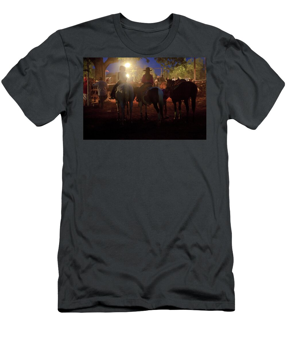 Rodeo T-Shirt featuring the photograph Night Rodeo by Toni Hopper