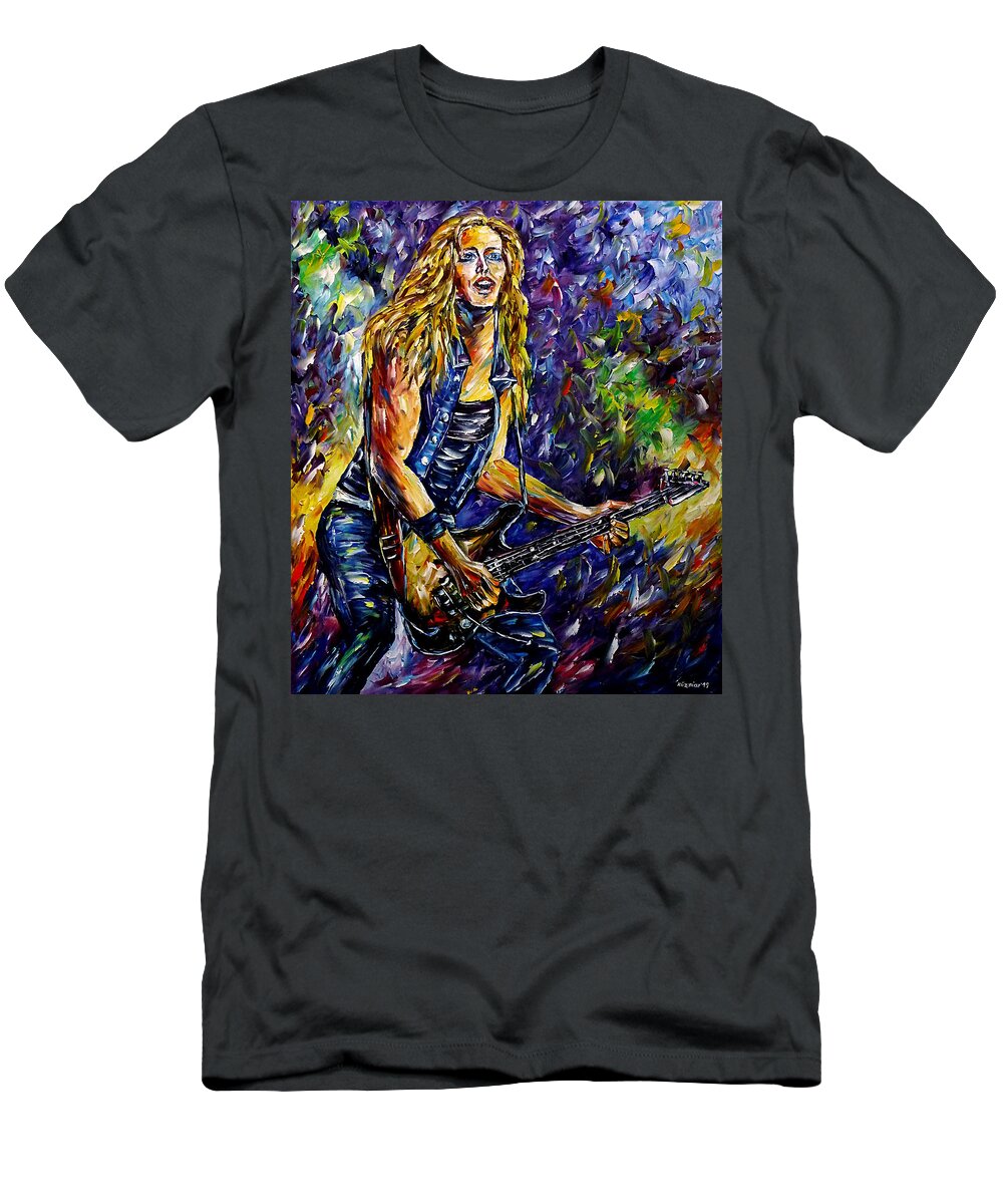 I Love Nita Strauss T-Shirt featuring the painting Rock Guitarist by Mirek Kuzniar
