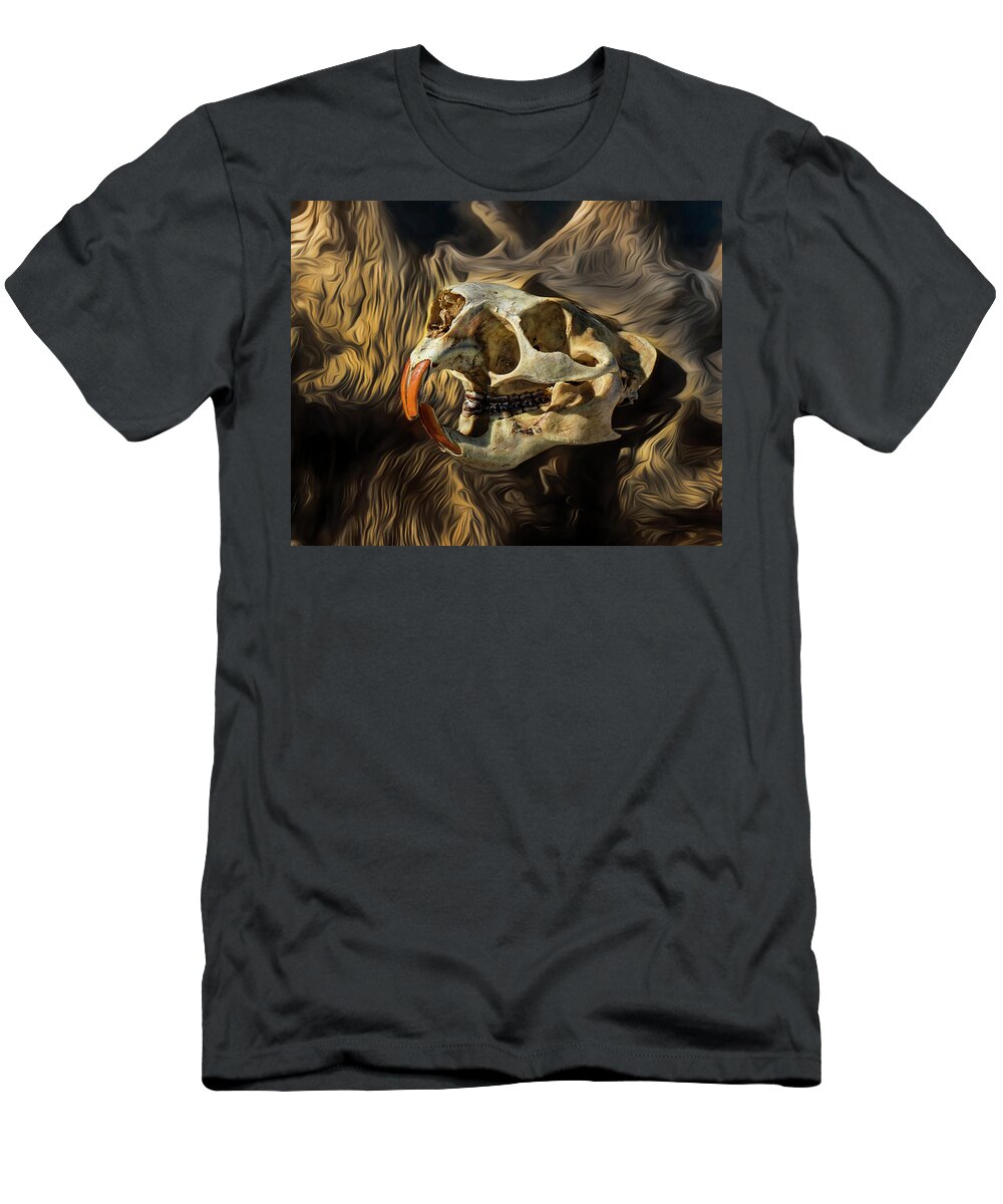 Kansas T-Shirt featuring the photograph North American Porcupine skull 01 - FHSM 36400 by Rob Graham
