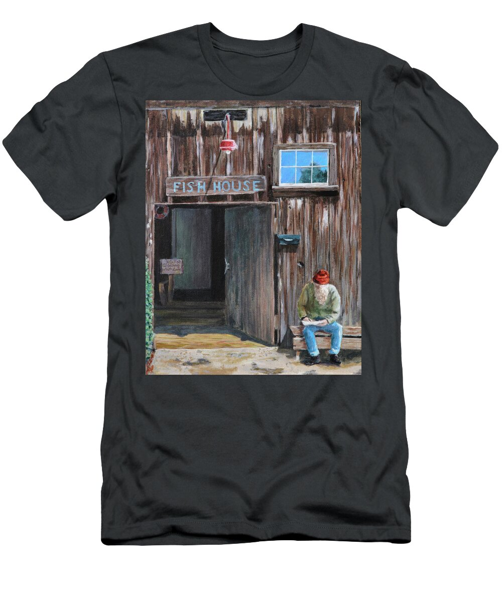 Deborah Smith T-Shirt featuring the painting Old Fish House Afternoon by Deborah Smith