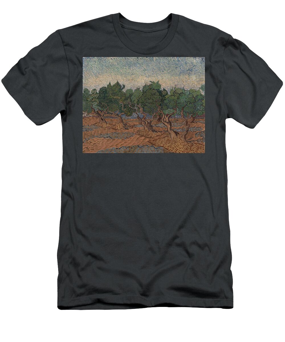 Oil On Canvas T-Shirt featuring the painting Olive Grove. by Vincent van Gogh -1853-1890-
