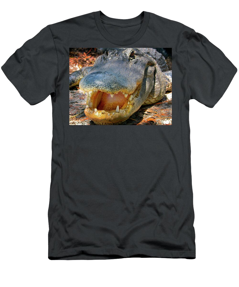 Alligator T-Shirt featuring the photograph Open Wide by Mark Andrew Thomas