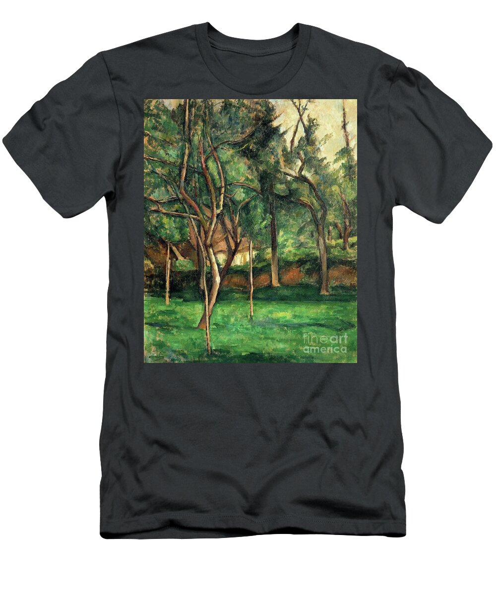 Cezanne T-Shirt featuring the painting Orchard By Cezanne By Paul Cezanne by Paul Cezanne