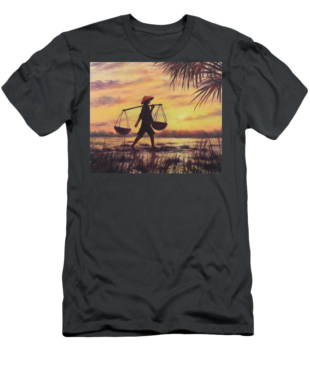 Oriental Theme Painting T-Shirt featuring the painting Silent Passage by Lynne Pittard