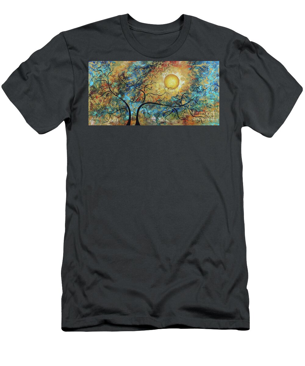 Original T-Shirt featuring the painting Original MADART Metallic Gold Abstract Landscape Moon Painting BREATHTAKING by Megan Duncanson by Megan Aroon