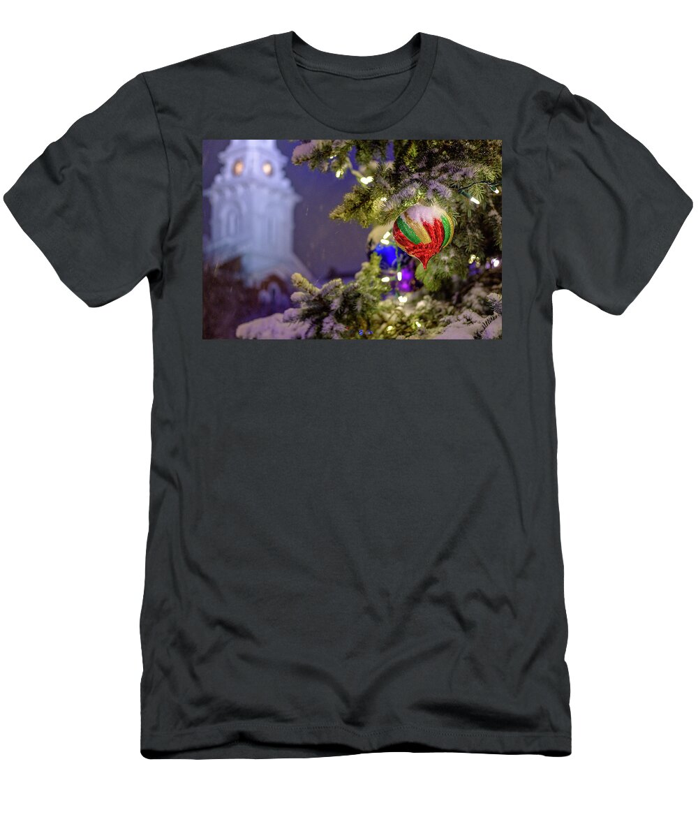Christmas T-Shirt featuring the photograph Ornament, Market Square Christmas Tree by Jeff Sinon