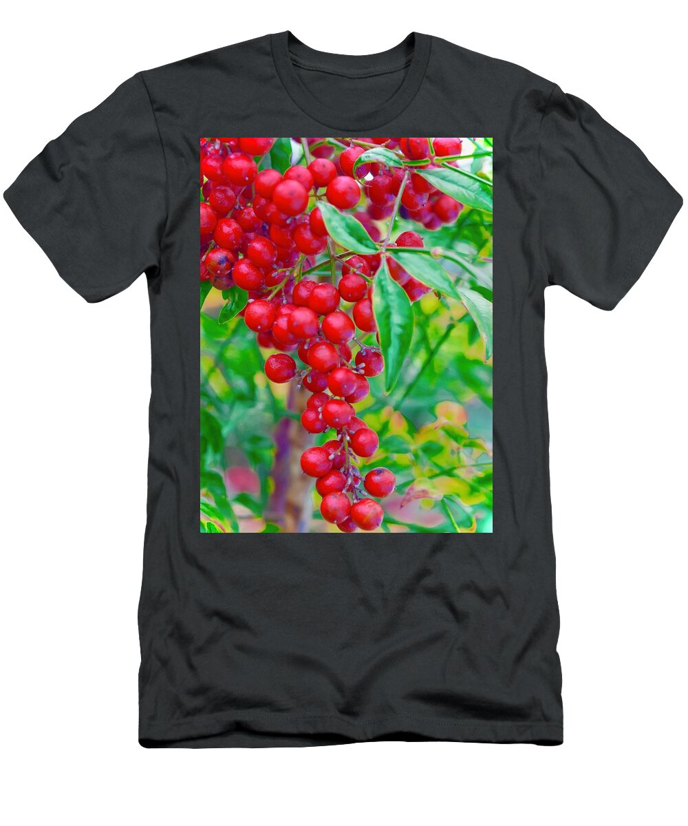 Ornamental Bush Berries T-Shirt featuring the photograph Ornamental Bush Berries by Debra Grace Addison