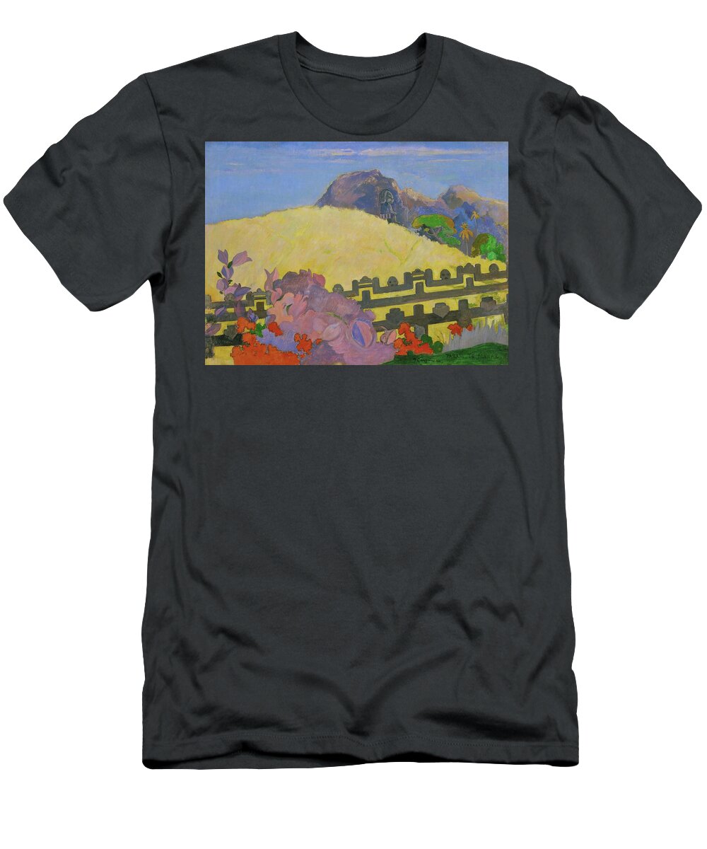 Paul Gauguin T-Shirt featuring the painting Parahi te Marae-Here is the Temple,1892 Canvas,68 x 91 cm Inv.1980-001-001. by Eugene Henri Paul Gauguin -1848-1903-