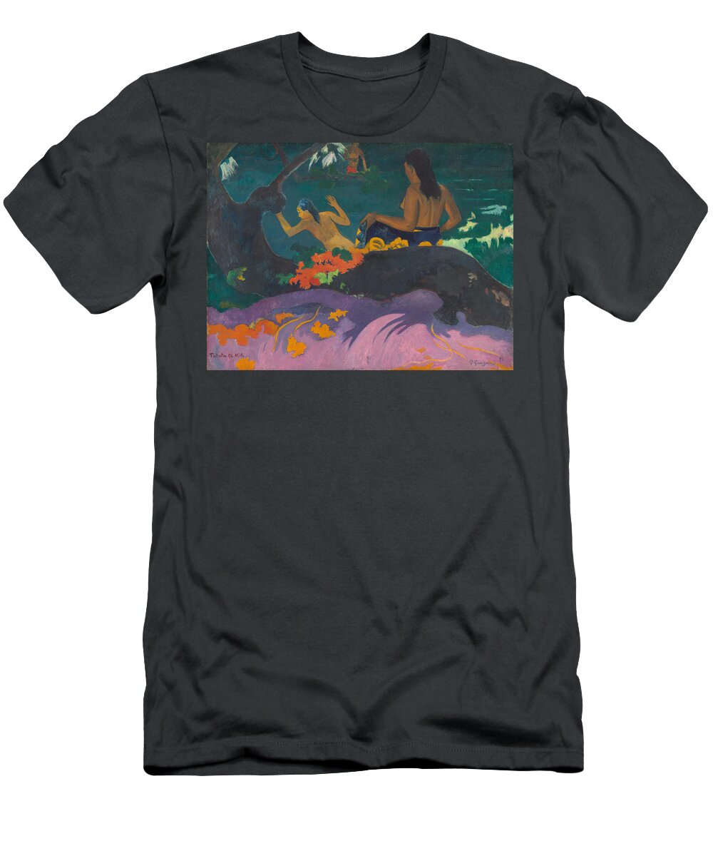 Painting T-Shirt featuring the painting Paul Gauguin Fatata te miti / By the Sea. Date/Period 1892. Painting. Oil on canvas. by Paul Gauguin