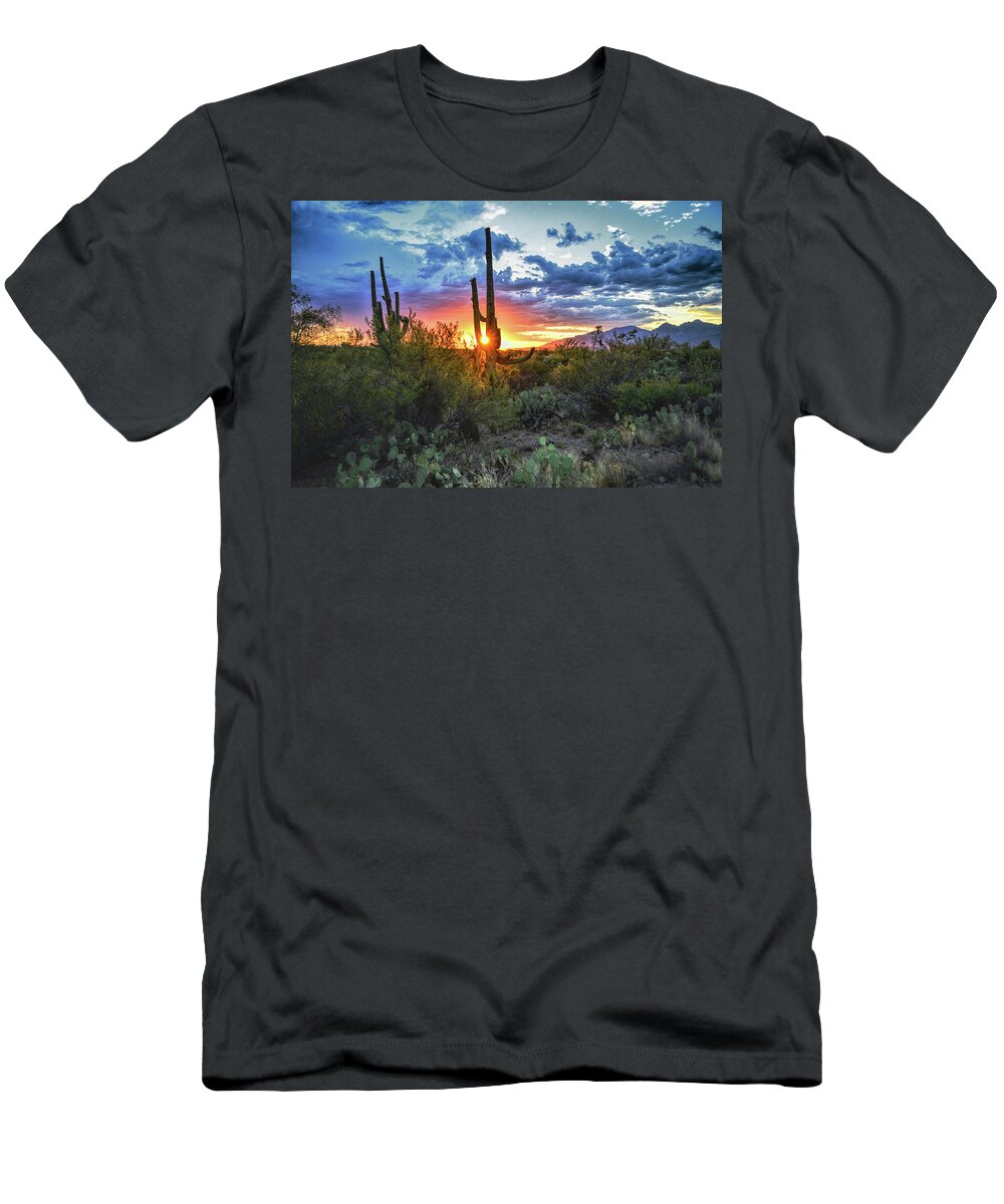 Saguaro Cactus T-Shirt featuring the photograph Tucson, Arizona Saguaro Sunset by Chance Kafka