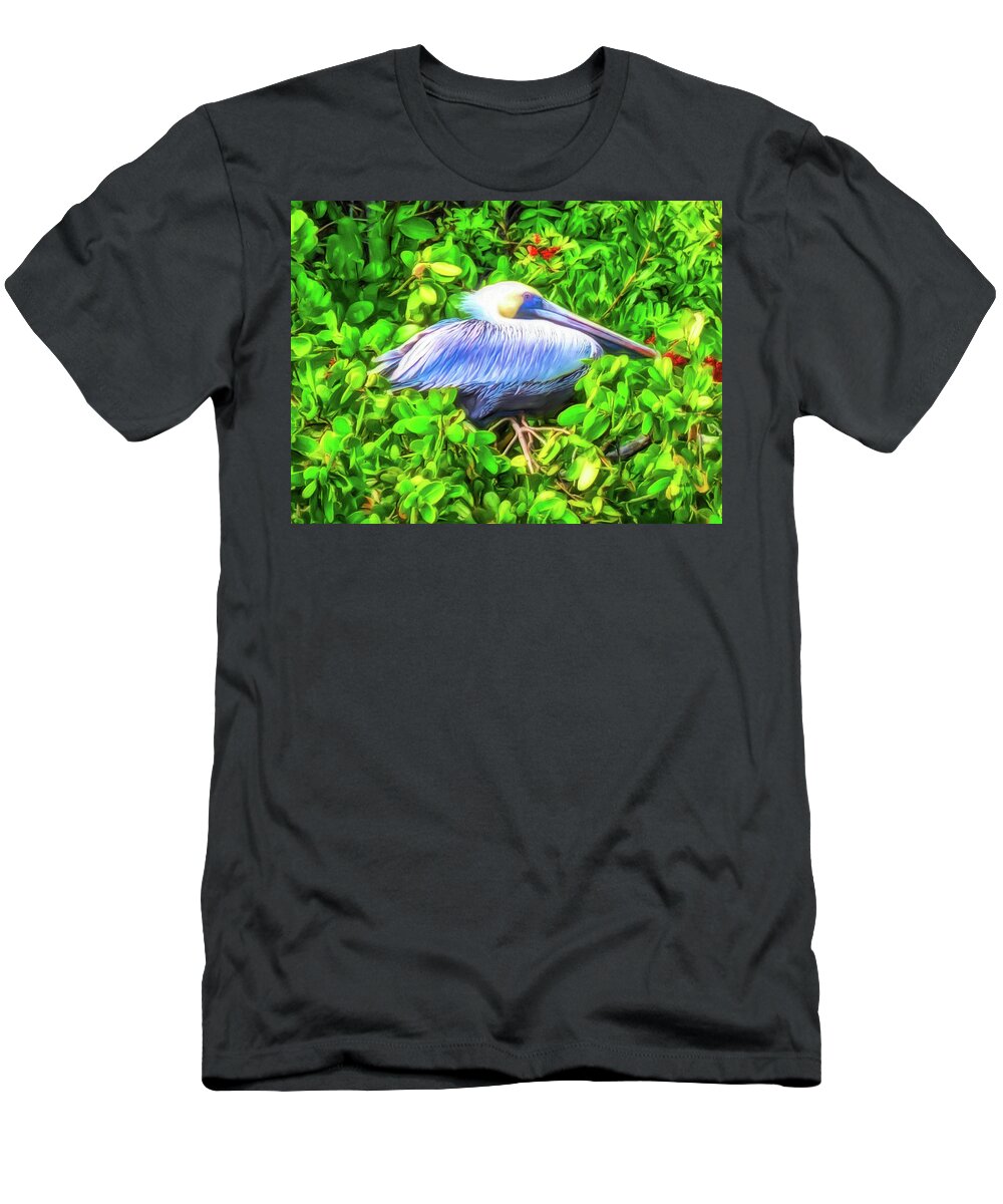 Pelican T-Shirt featuring the digital art Pelican in the Mangroves by Susan Hope Finley