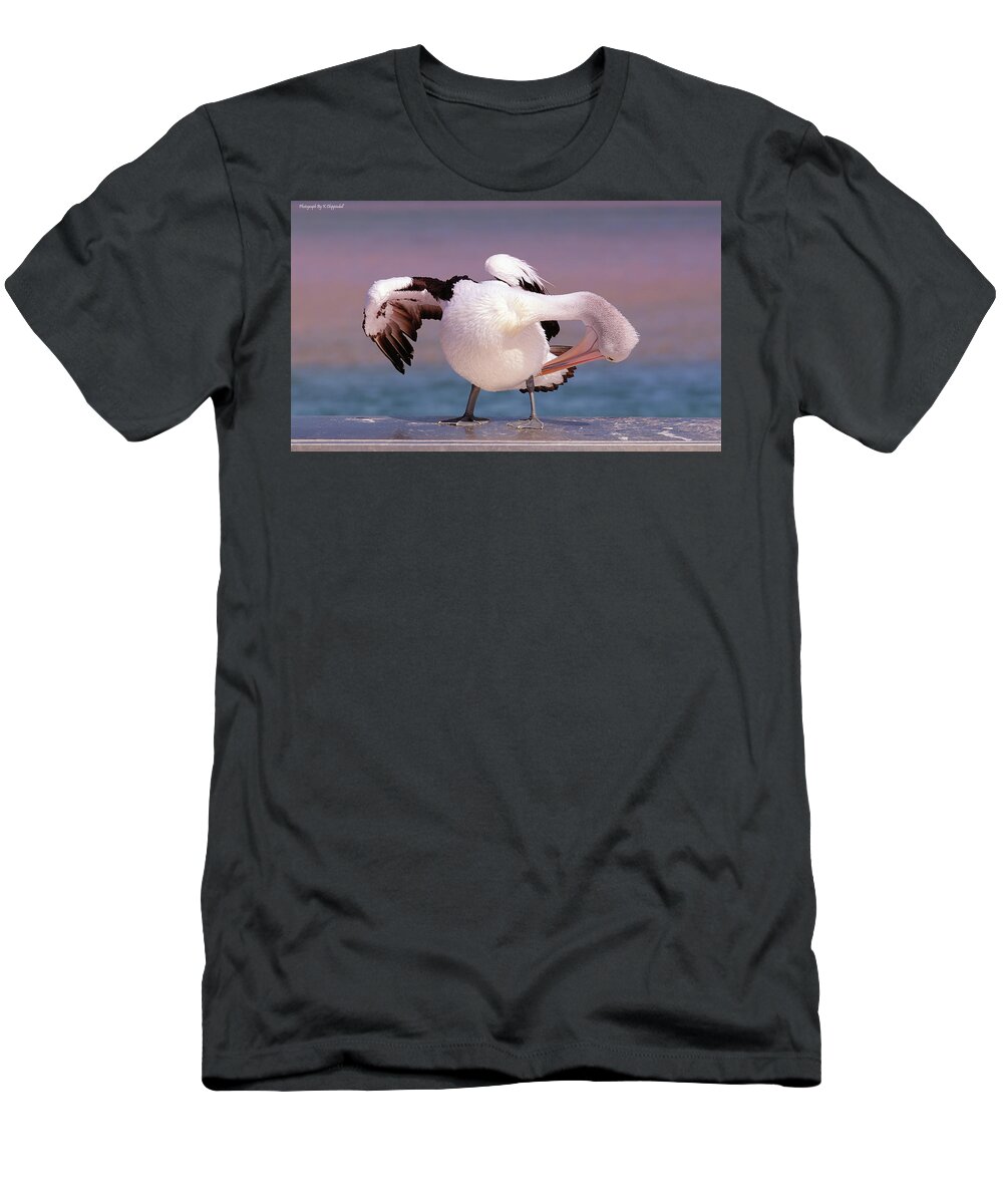 Pelicans T-Shirt featuring the digital art Pelican show off 05 by Kevin Chippindall