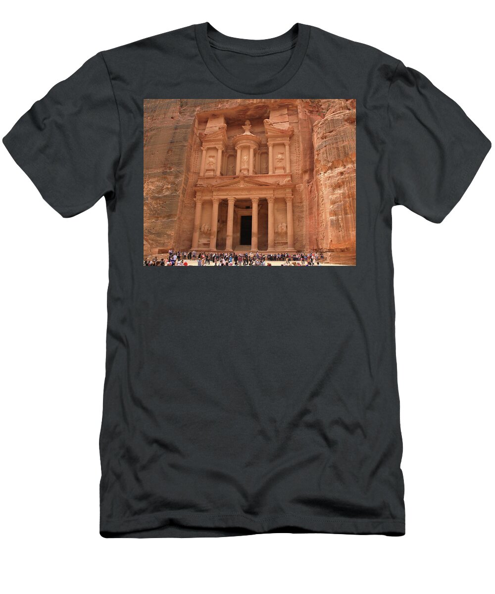 Petra T-Shirt featuring the photograph Petra, Jordan - The Treasury by Richard Krebs