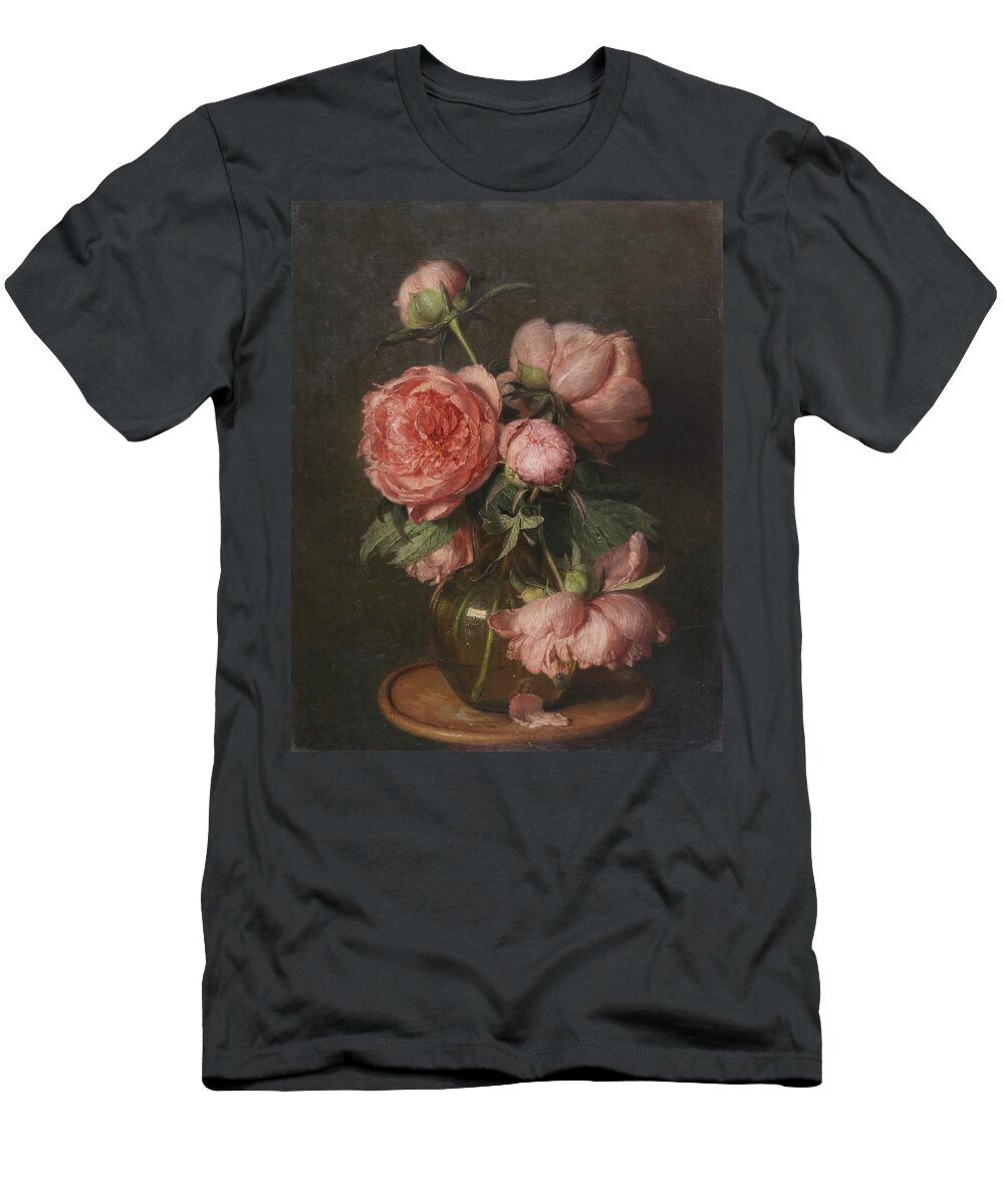 Floral T-Shirt featuring the painting Pfingstrosen by Eduard Von Grutzner