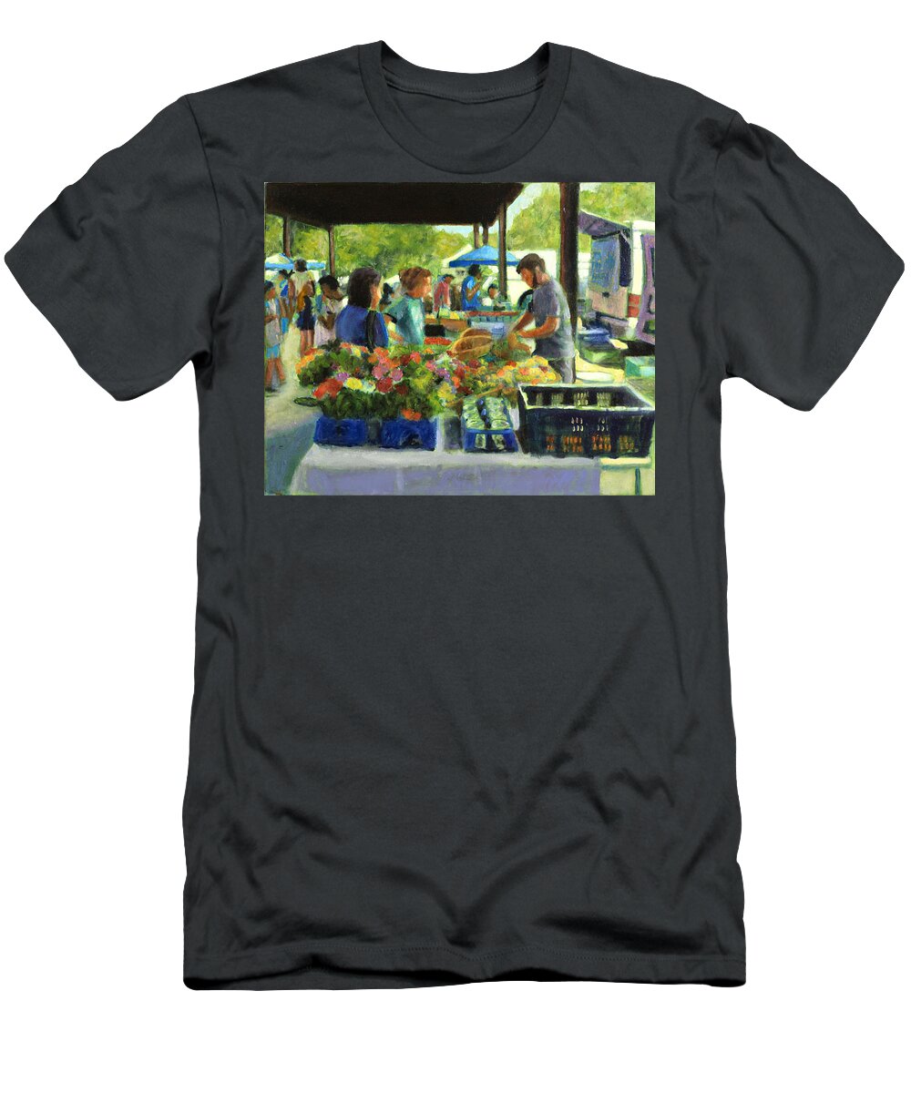 Farmer's Market T-Shirt featuring the painting Picking Up The Order by David Zimmerman