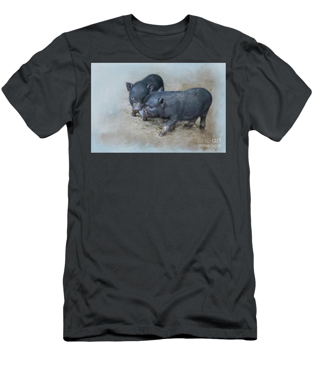 Piglets T-Shirt featuring the photograph Piglets by Eva Lechner