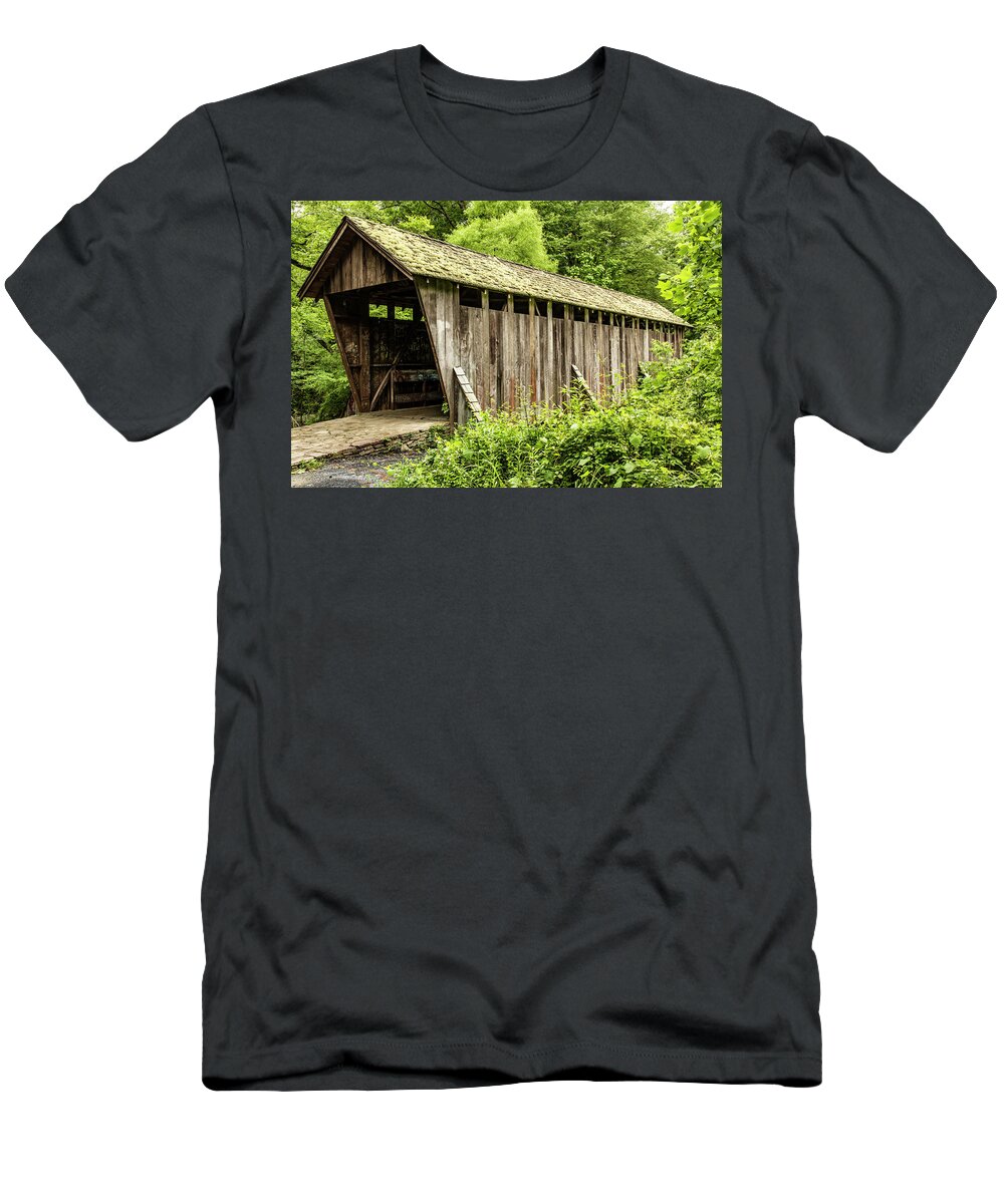 Pisgah Covered Bridge T-Shirt featuring the photograph Pisgah Covered Bridge by Donna Twiford