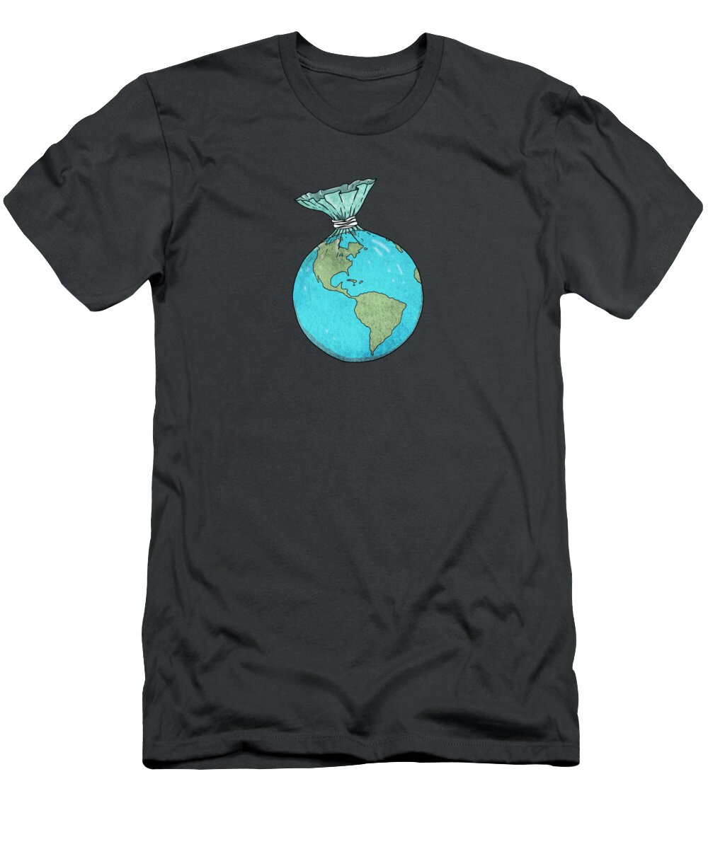 Plastic Planet T-Shirt featuring the digital art Plastic Planet by Laura Ostrowski