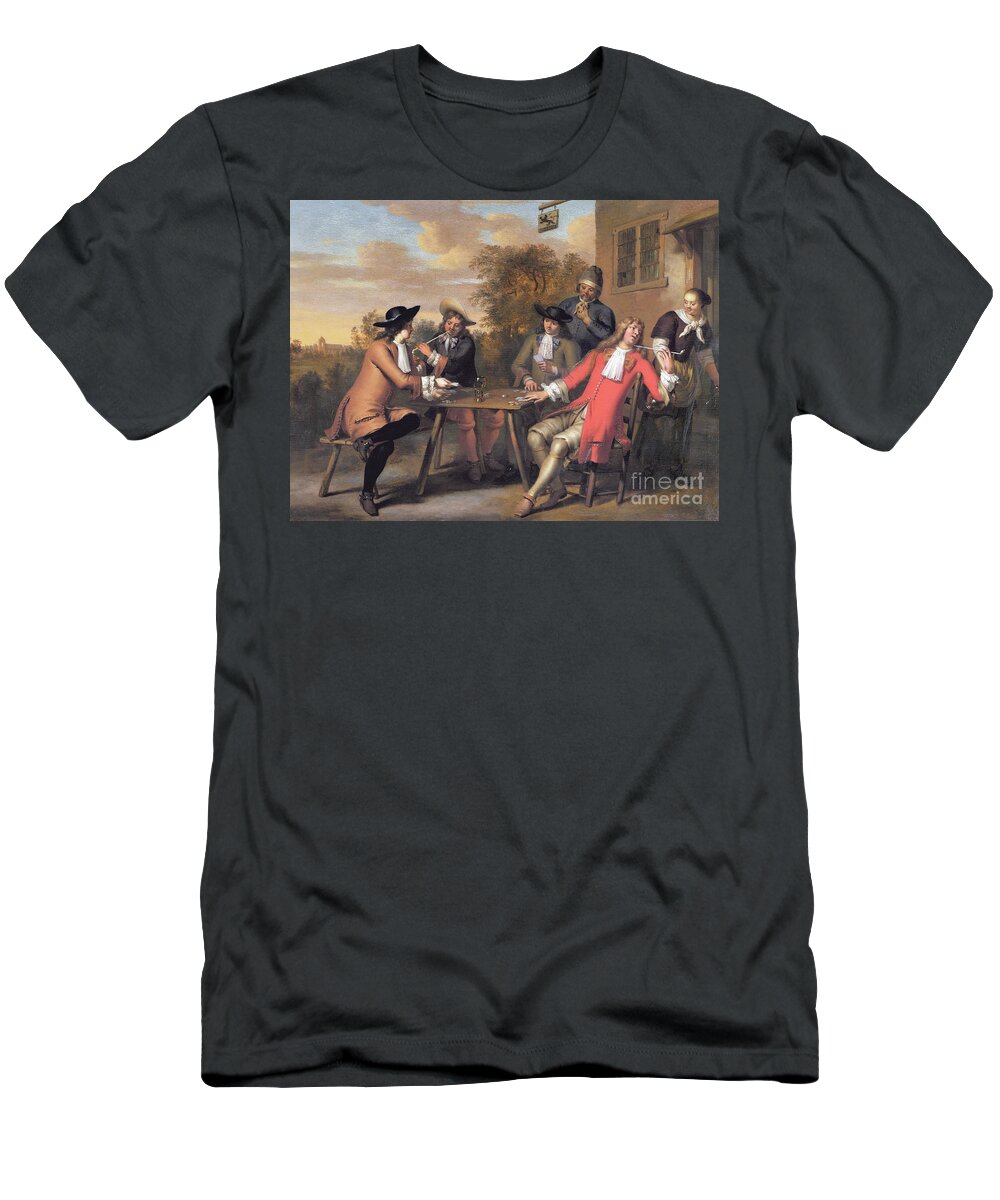 Smoking T-Shirt featuring the painting Playing Cards by Dutch School
