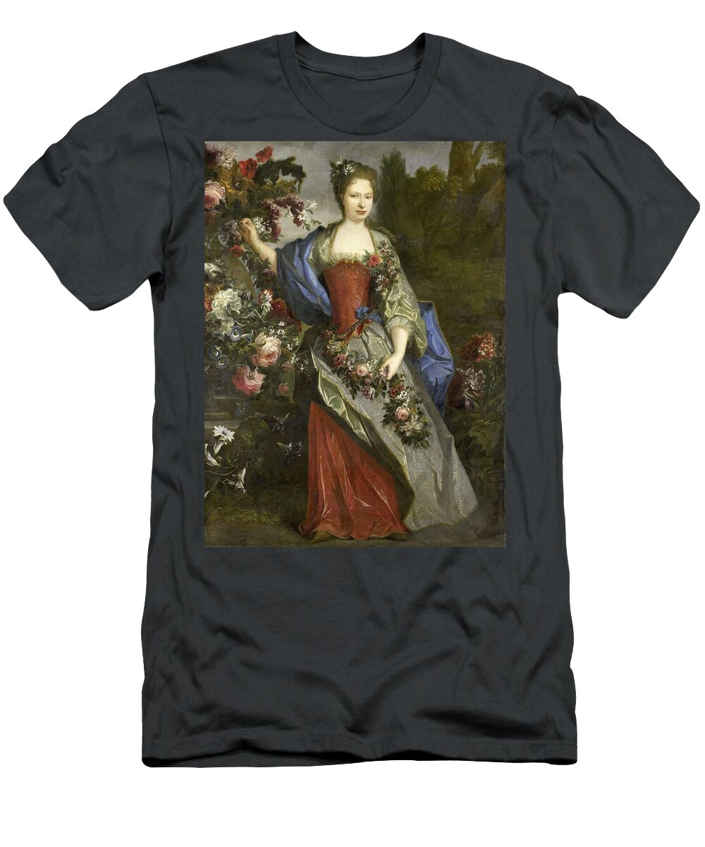 Canvas T-Shirt featuring the painting Portrait of a Woman, according to tradition Marie Louise Elisabeth d'Orleans -1695-1719-, Duchess... by Nicolas de Largilliere -school of-
