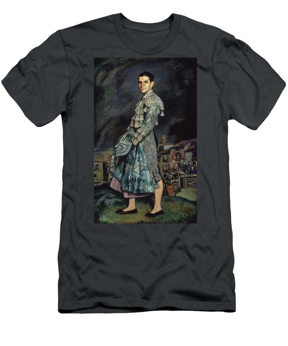 Ignacio Zuloaga T-Shirt featuring the painting 'Portrait of Juan Belmonte', 1924, 193 x 120 cm. IGNACIO ZULOAGA . by Ignacio Zuloaga -1870-1945-