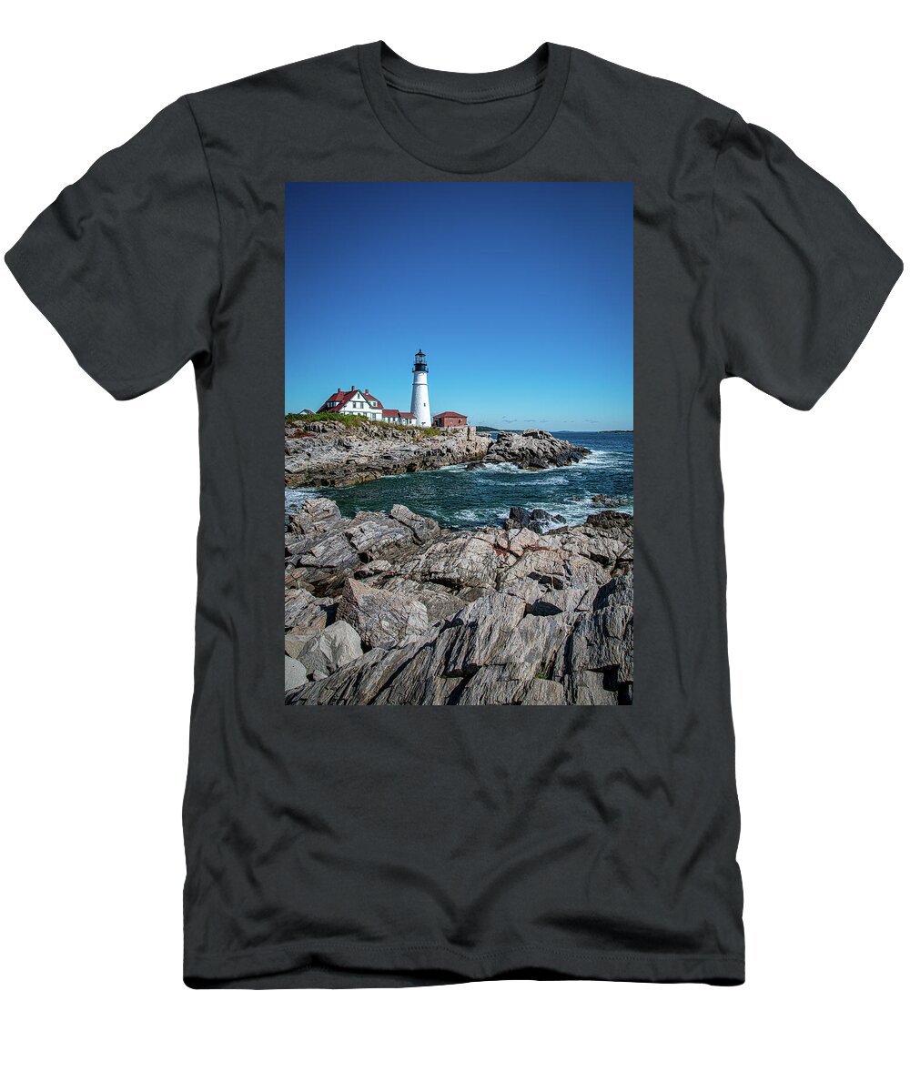 Portland Head Lighthouse T-Shirt featuring the photograph Portrait of Portland Head Lighthouse by Robert J Wagner