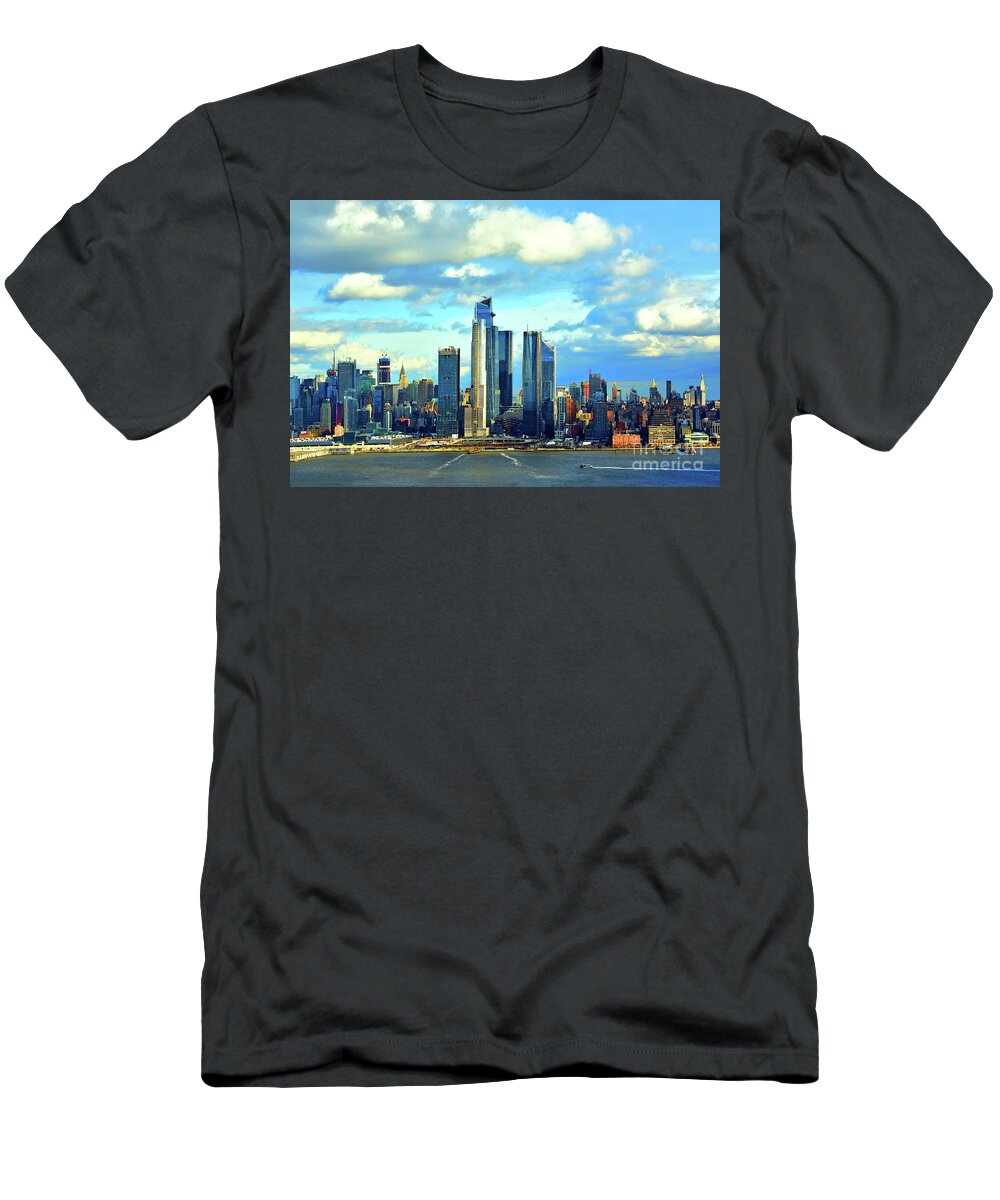 New York T-Shirt featuring the photograph Postcard Winter Day NYC by Regina Geoghan