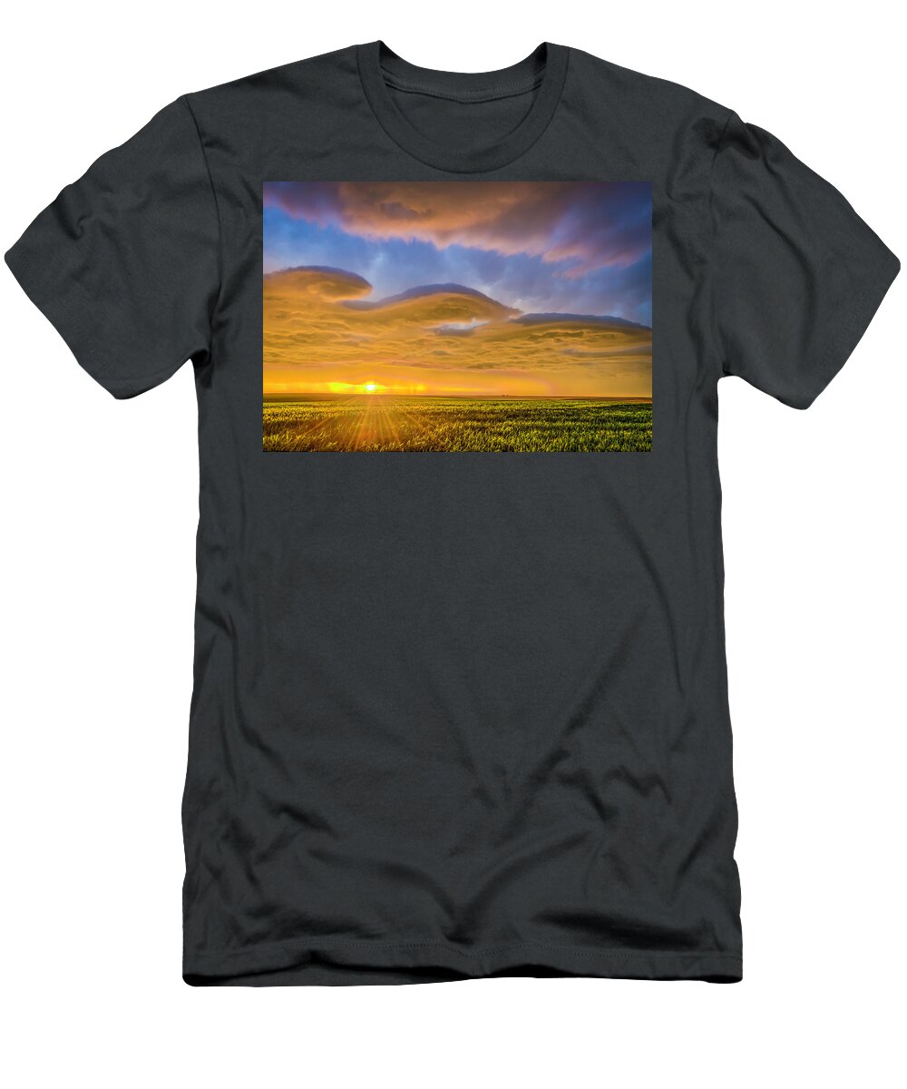 Clouds T-Shirt featuring the photograph Poured Gold by Laura Hedien
