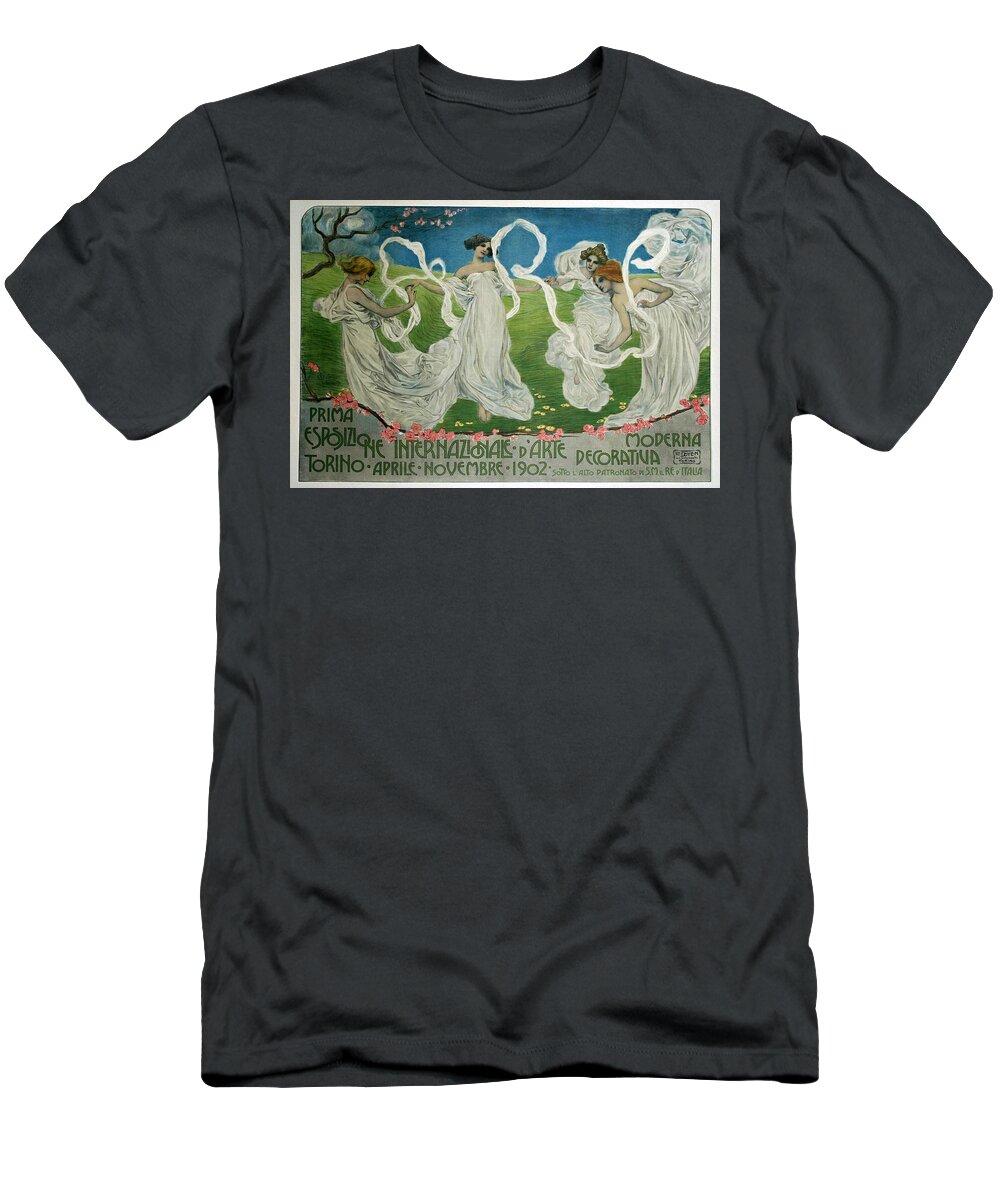 Art Nouveau T-Shirt featuring the painting Prima Esposizione, italian poster ca 1902 by Vincent Monozlay