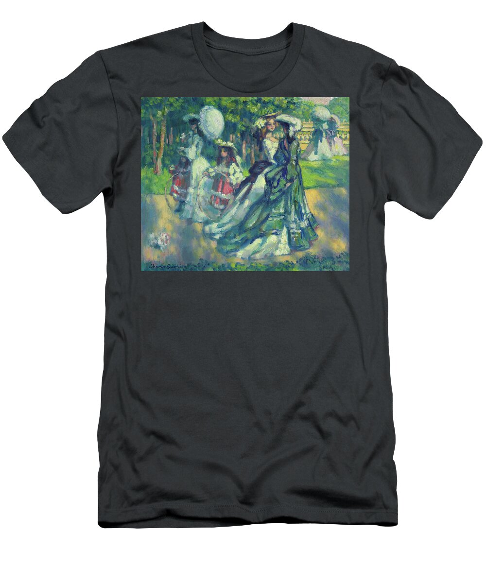 Charles-franois-prosper Guerin T-Shirt featuring the painting Promenade in the park, 1902 by Charles-Franois-Prosper Guerin