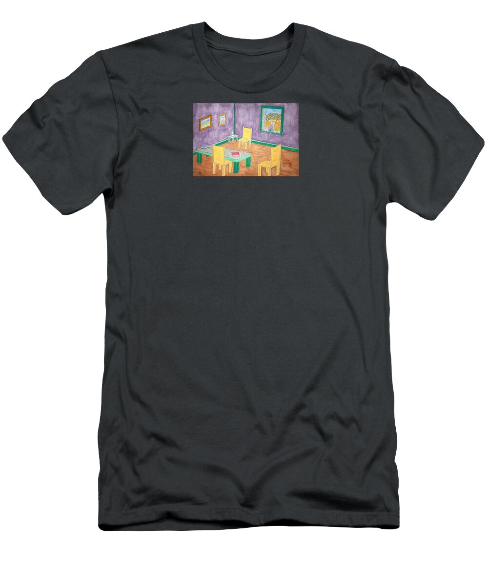 Watercolor T-Shirt featuring the painting Provence Parlor Lore by John Klobucher