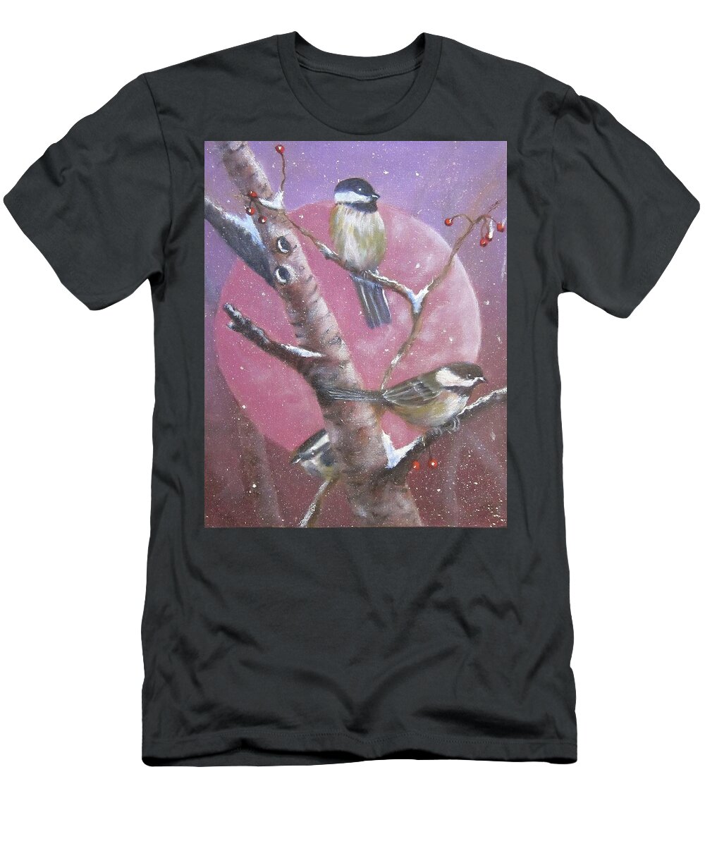 Realism T-Shirt featuring the painting Purple Moon by Sherry Strong